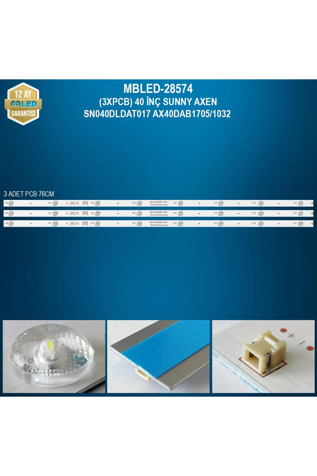 Mbled (3xpcb) 40 İnç Sunny Axen Sn040dldat017 Ax40dab1705/1032