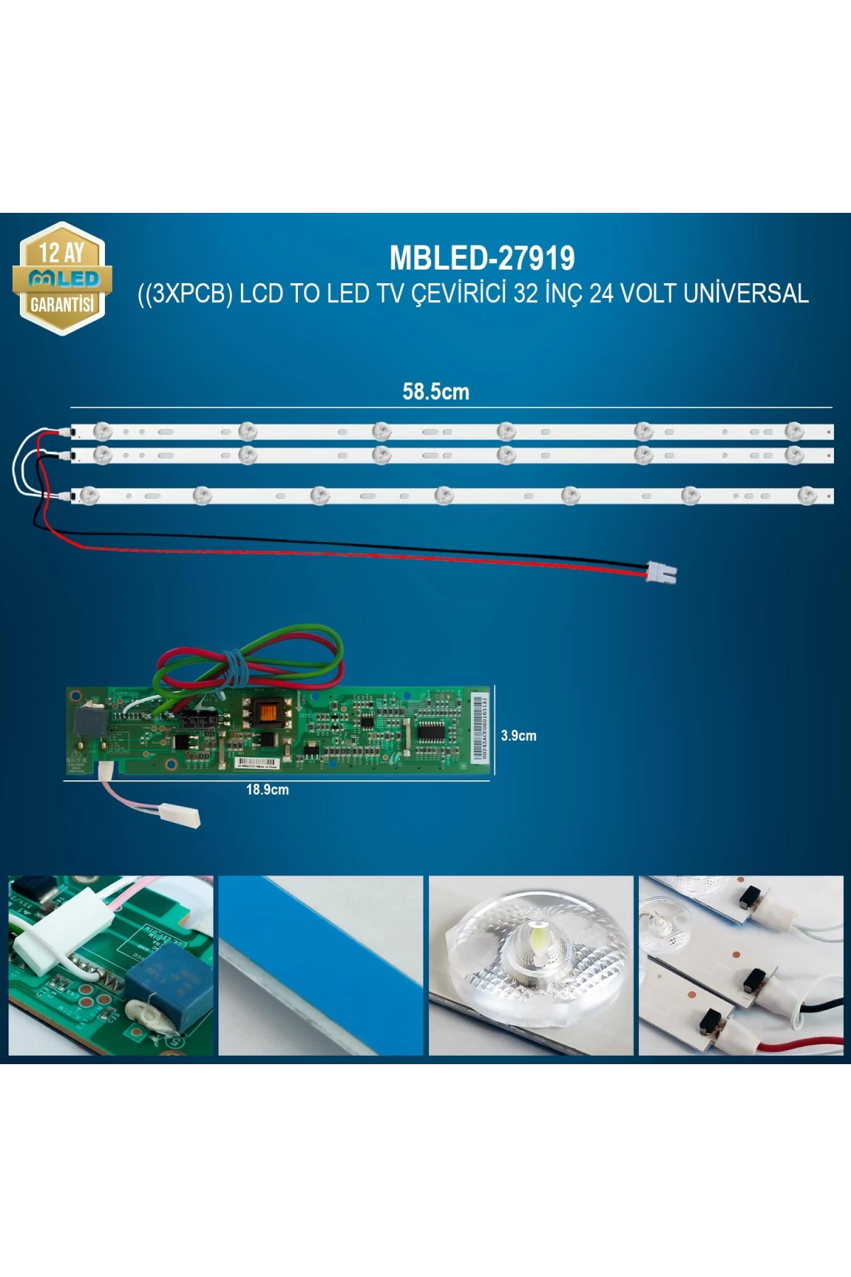 Mbled (3xpcb) Lcd To Led Tv Çevirici 32 İnç 24 Volt Universal