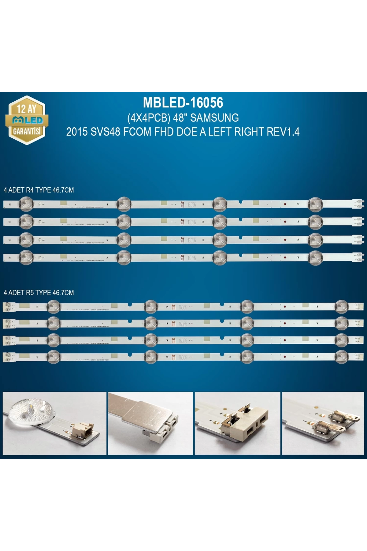 Mbled (4x4pcb) 48 İnç Samsung 2015 Svs48 Fcom Fhd Doe R4 Left R5 Right Rev1.4 V5dn Ue48j5270ssxtk