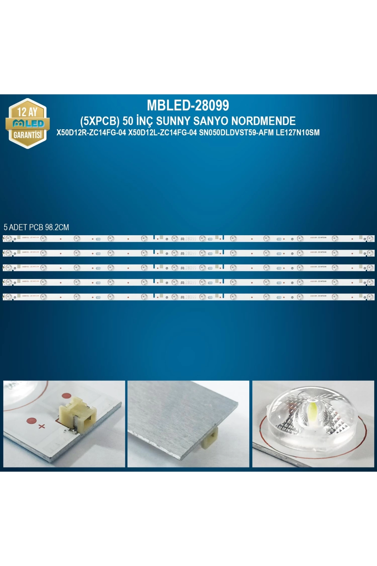 Mbled (5xpcb) 50 İnç Sunny Sanyo Nordmende X50d12r-zc14fg-04 X50d12l-zc14fg-04 Sn050dldvst59-afm Le127n10sm