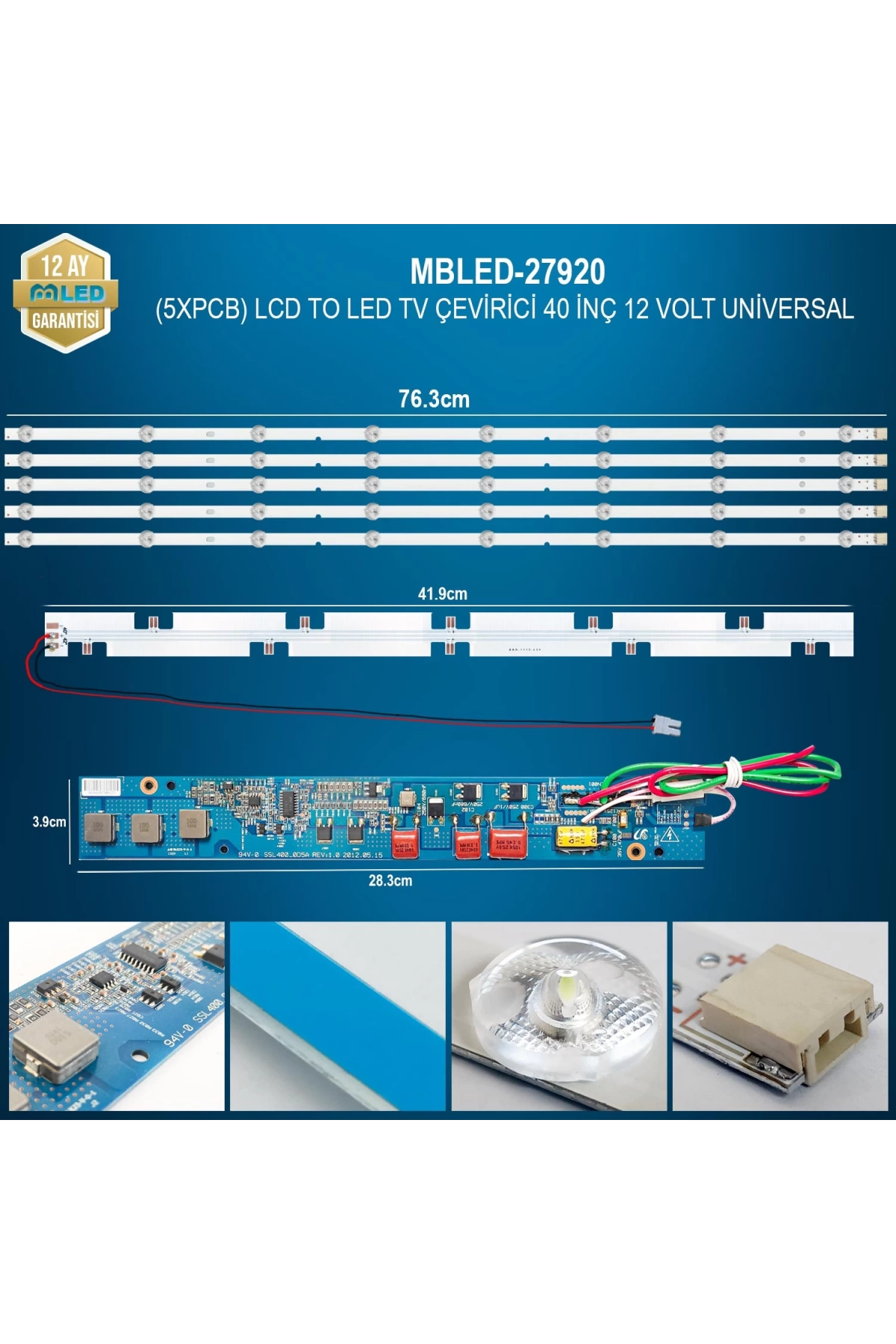 Mbled (5xpcb) Lcd To Led Tv Çevirici 40 İnç 12 Volt Universal