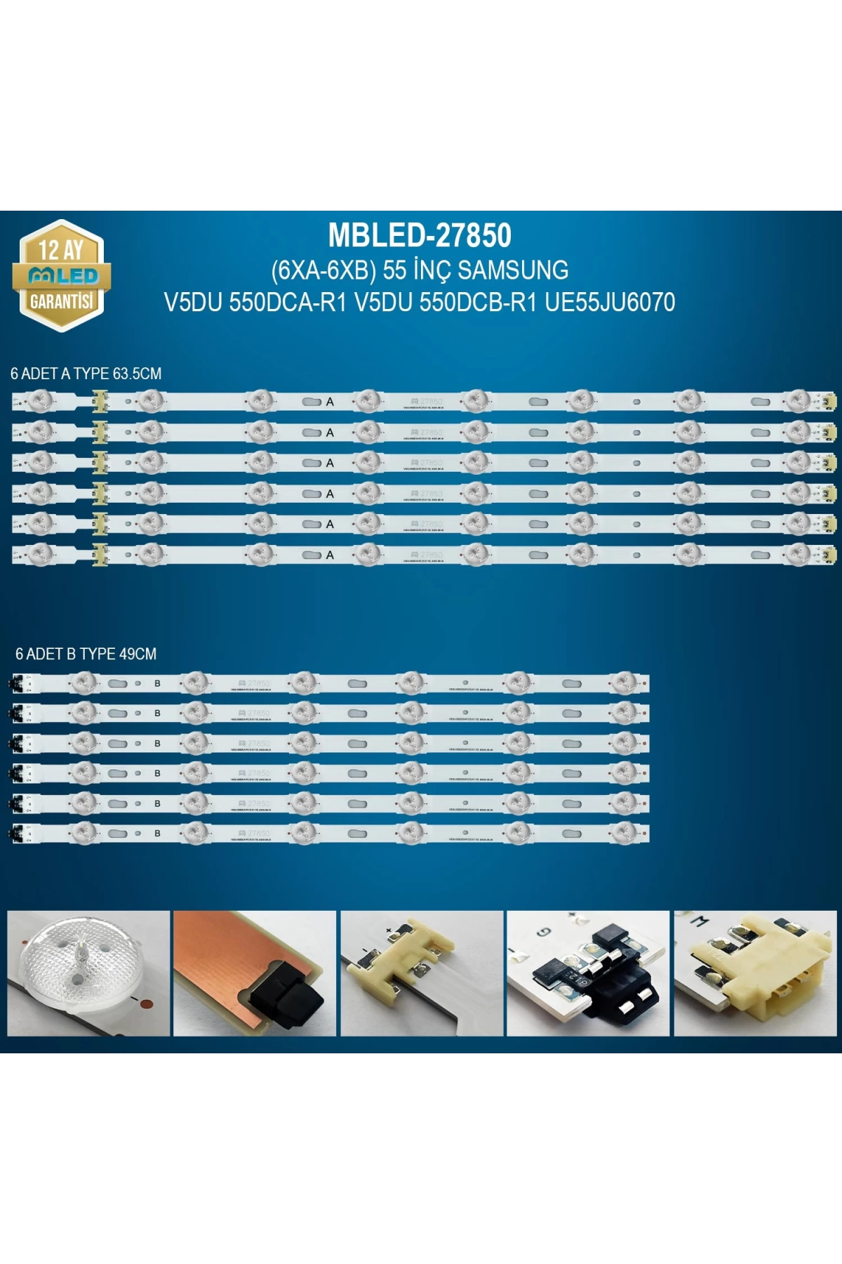 Mbled (6xa-6xb) 55 İnç Samsung V5du 550dca-r1 V5du 550dcb-r1 Ue55ju6070