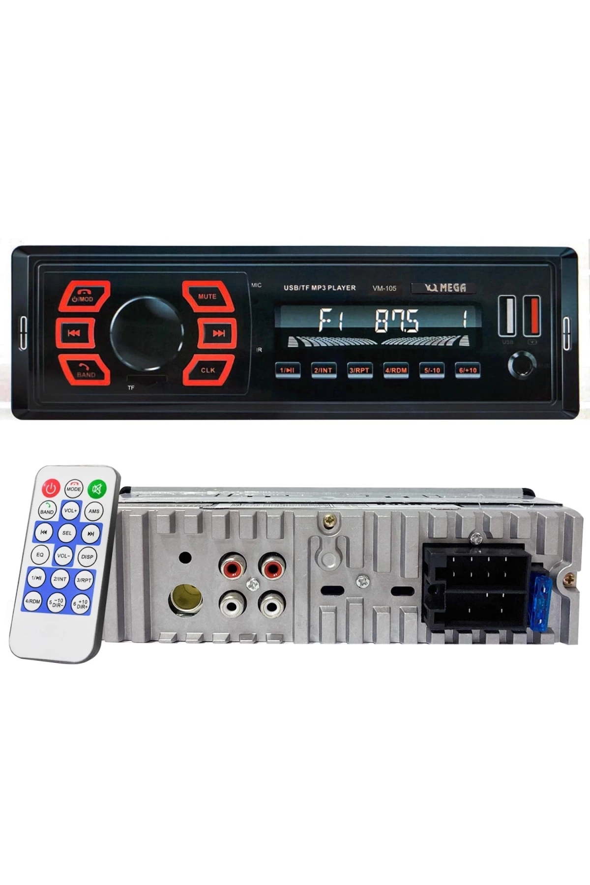 Mega Vm-105 Oto Teyp 4X50 Watt Bluetooth 2Xusb Sd Fm Aux 7 Renk