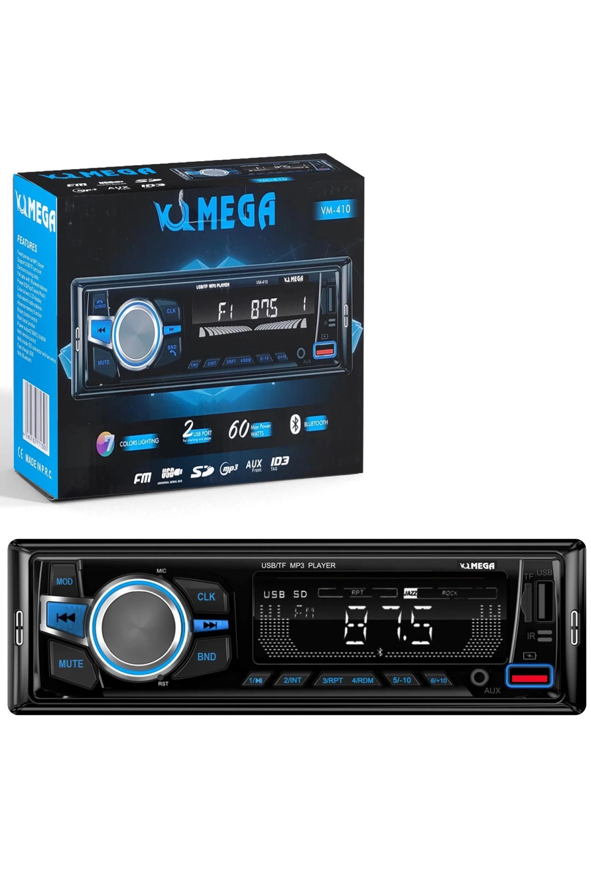 Mega Vm-410 Oto Teyp 4x60 Watt Bluetooth 2xusb Sd Fm Aux