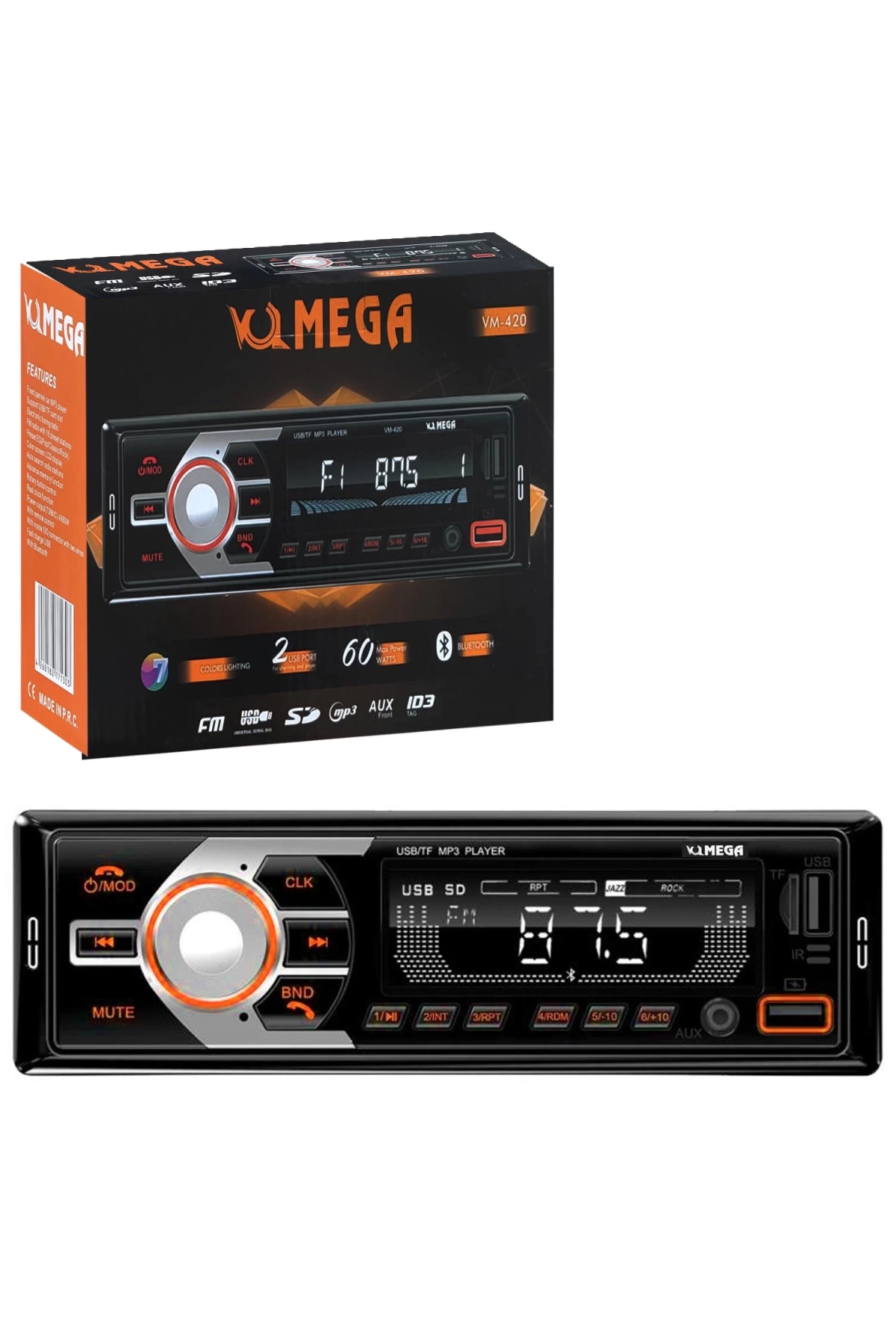 Mega Vm-420 Oto Teyp 4x60 Watt Bluetooth 2xusb Sd Fm Aux