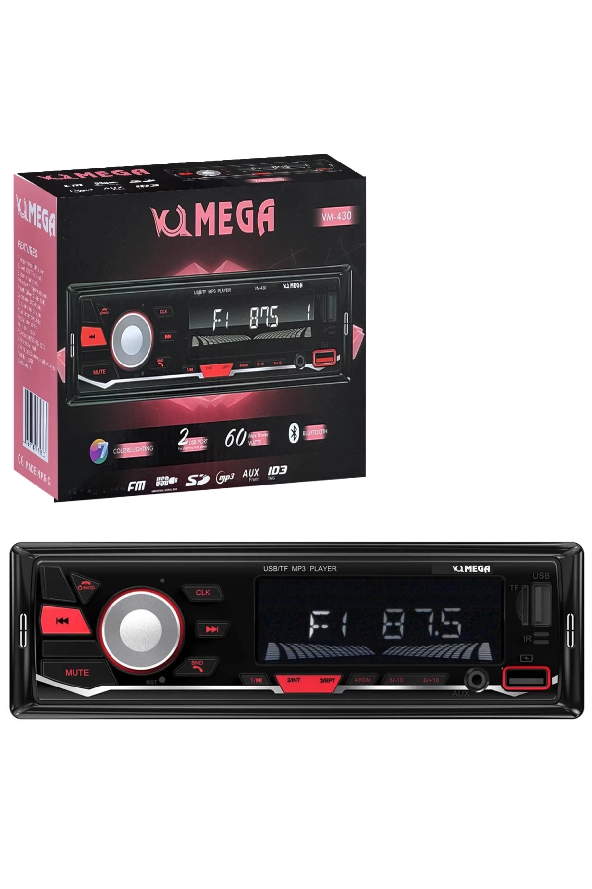 Mega Vm-430 Oto Teyp 4X60 Watt Bluetooth 2Xusb Sd Fm Aux