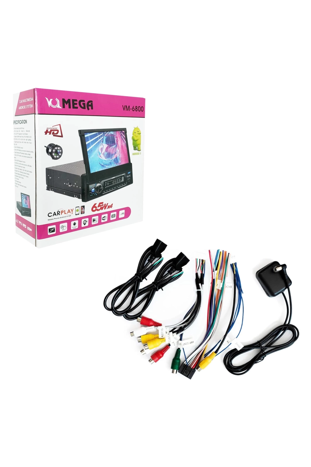 Mega Vm-6800 Android İndash Teyp 7 İnç 4X65 Watt Bluetooth Mirrorlink Carplay