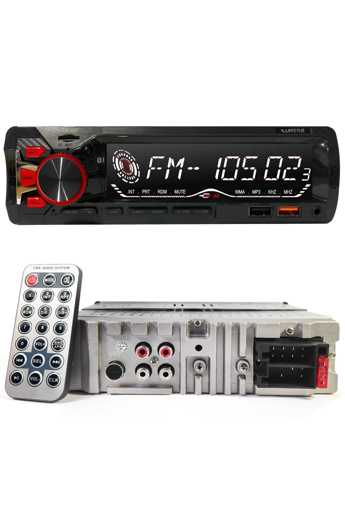 Mega Vm-947 Oto Teyp 4X60 Watt Bluetooth Büyük Ekran 2Xusb Sd Fm Aux 7 Renk