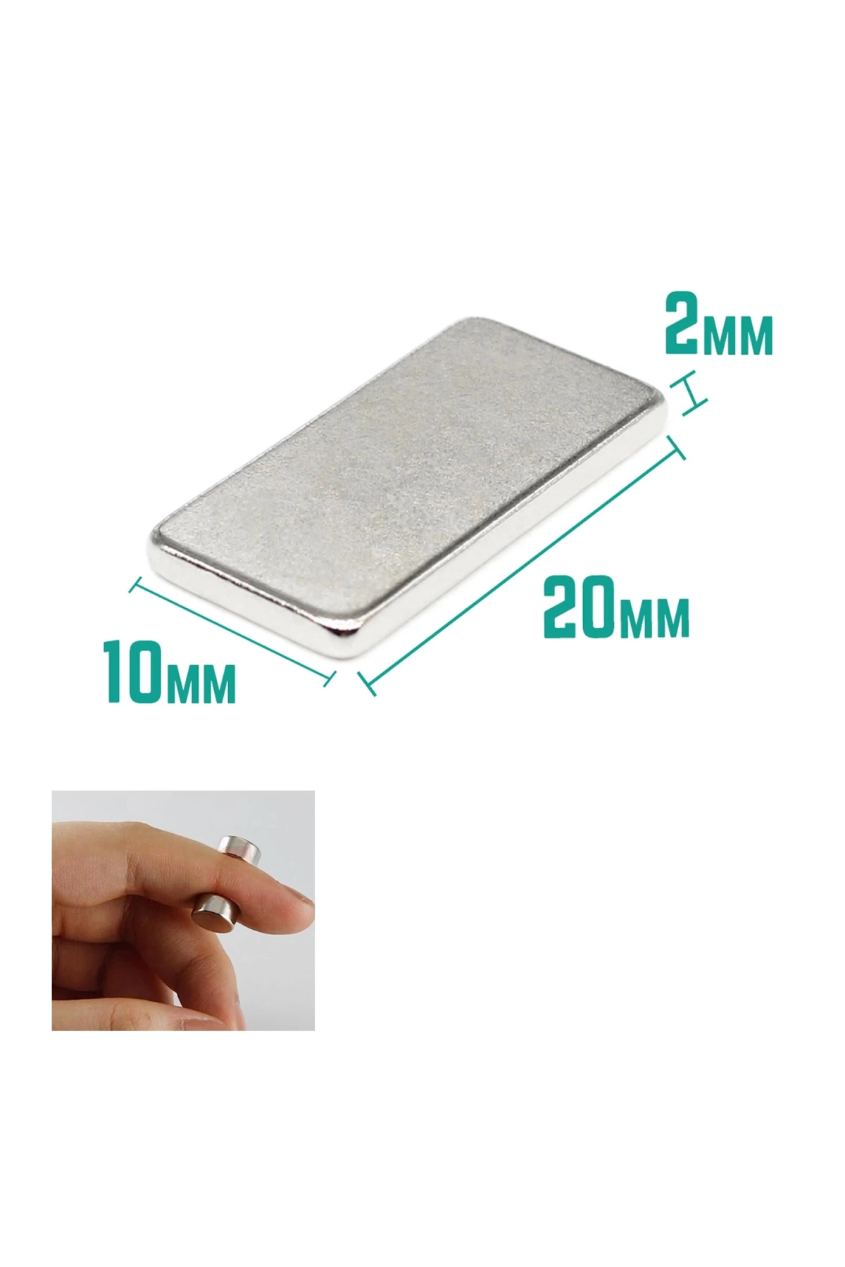 Mıknatıs Kare Neodyum Güçlü 20X10X2Mm