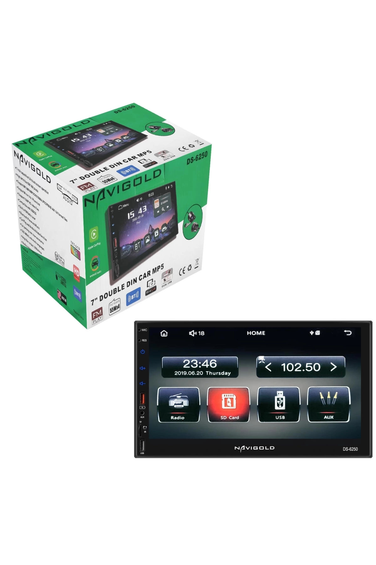 Navıgold Ds-6250 Double Teyp 7 İnç 4x55 Watt Carplay