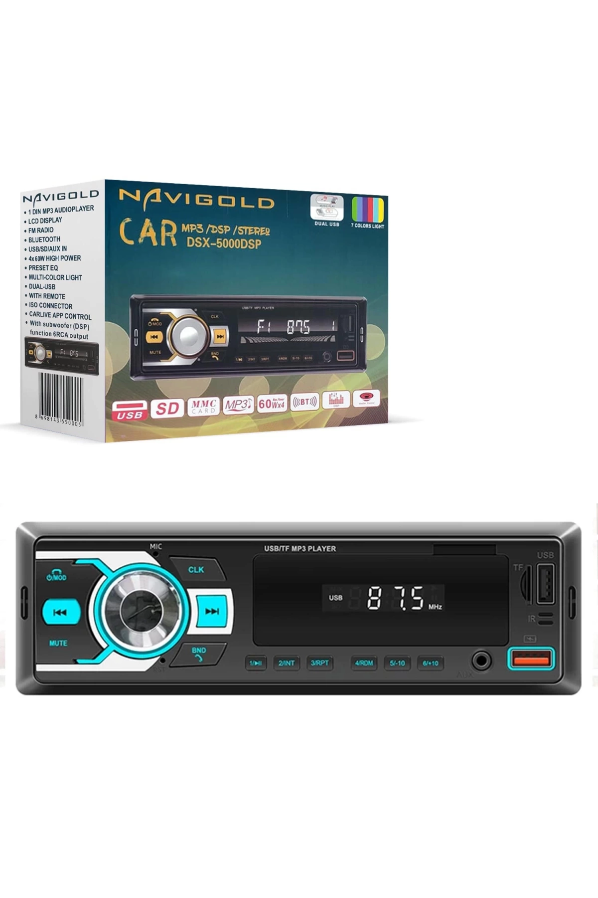 Navıgold Dsx-5000dsp Oto Teyp 4x60 Watt Bluetooth 2xusb Sd Fm Aux