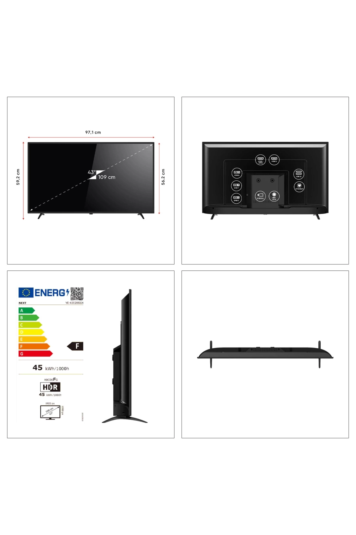 NEXT YE-43020GG4 Televizyon Led Tv 43 İnç 109 Ekran Android Full Hd Uydulu