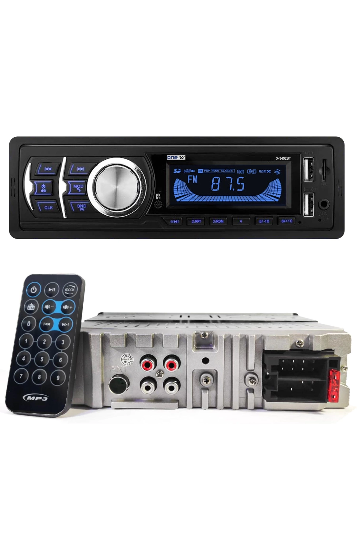 One-x X-3401bt Oto Teyp 4x55 Watt Bluetooth Mobil Aplikasyon 2xusb Sd Fm Aux