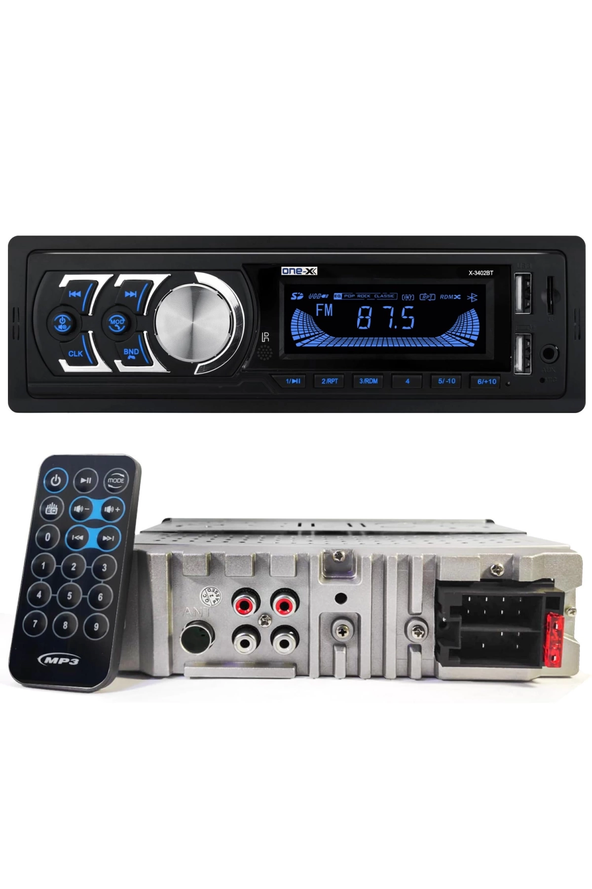 One-x X-3402bt Oto Teyp 4x55 Watt Bluetooth Mobil Aplikasyon 2xusb Sd Fm Aux