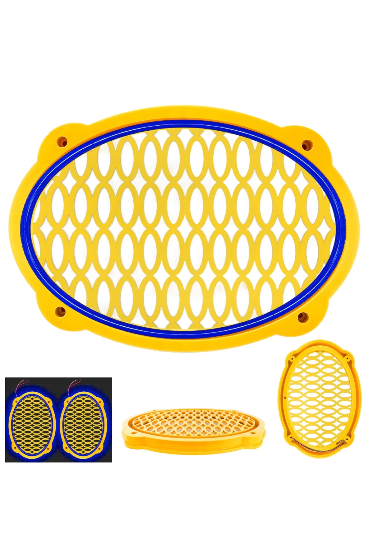 Poke Midrange Kapağı Neon Ledli Oval Mavi 2 Adet