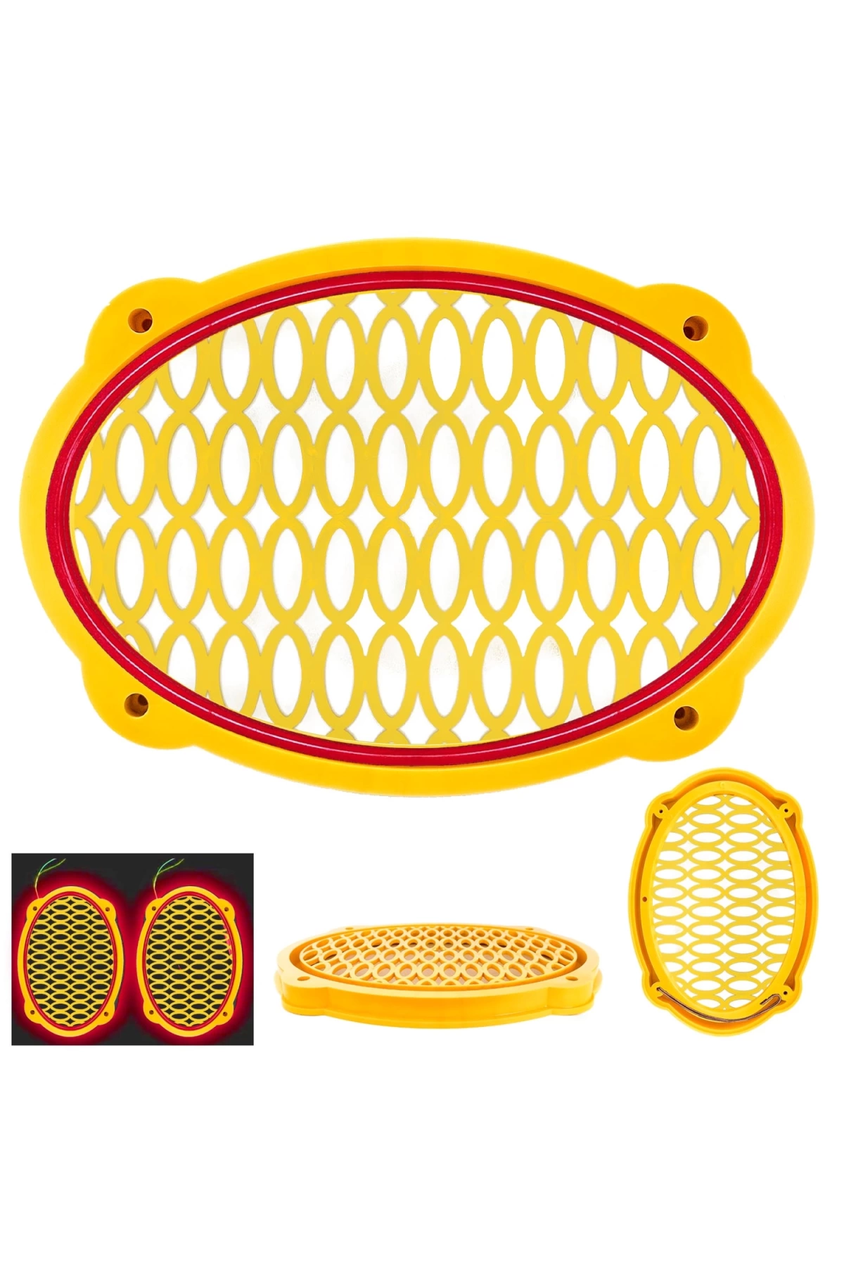 Poke Midrange Kapağı Neon Ledli Oval Sarı 2 Adet