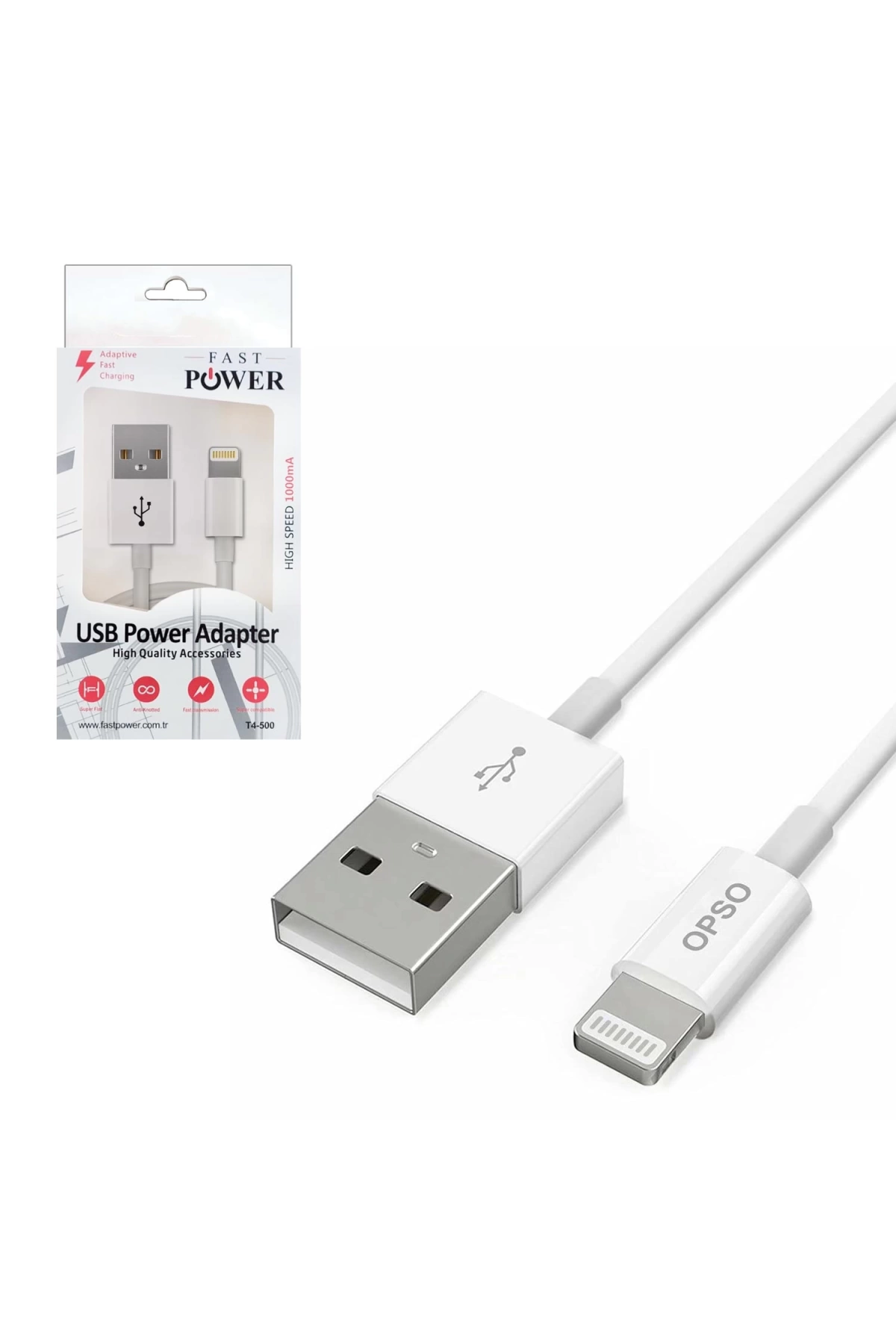 Power T4-500 Şarj Kablosu İphone 2.1a 1 Metre