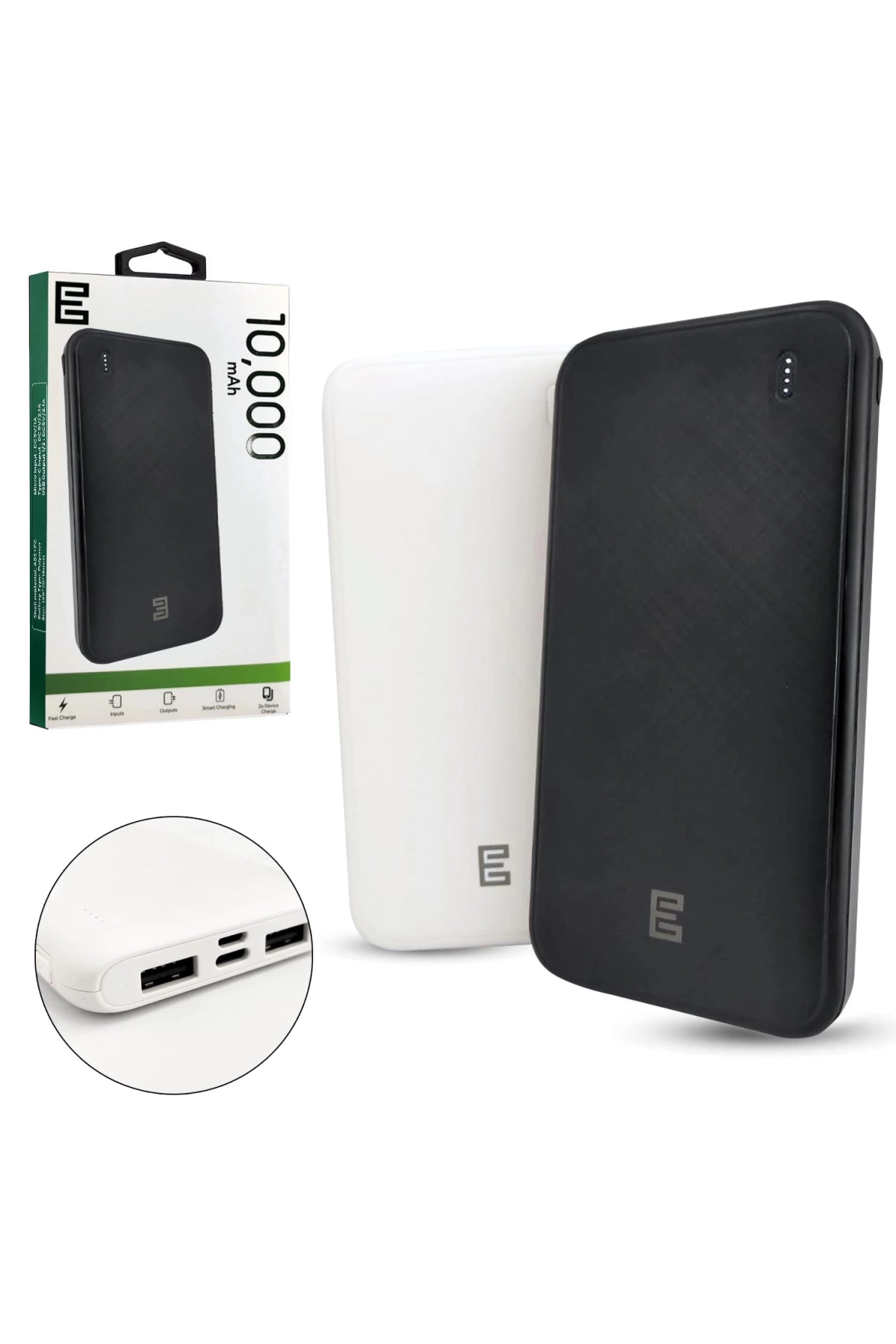 Powerbank 10000 Mah 2Xusb Mıcro Type-C Girişli Escom P-44B