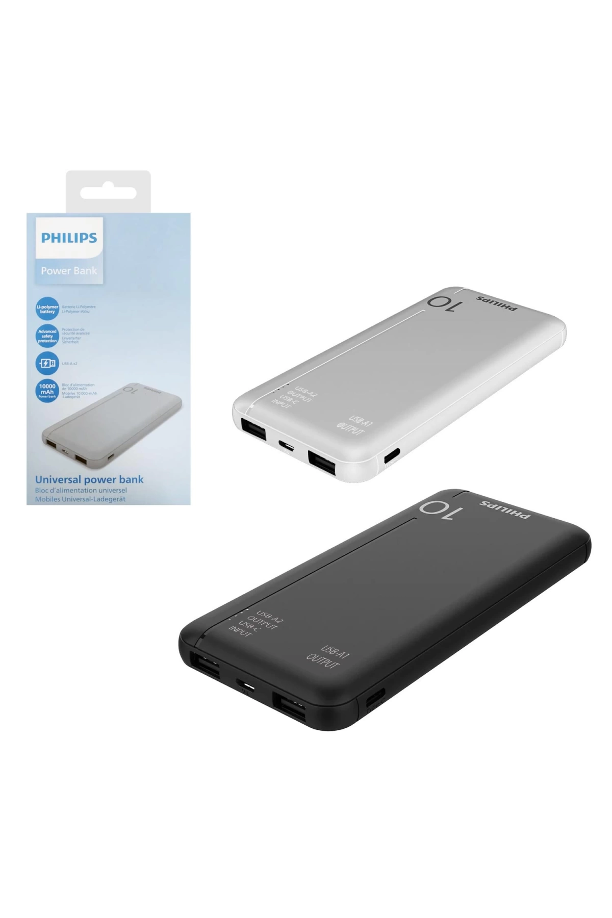 Powerbank 10000 Mah 2xusb Mıcro Type-c Girişli Siyah Gri Phılıps Dlp1810nv/1810nb