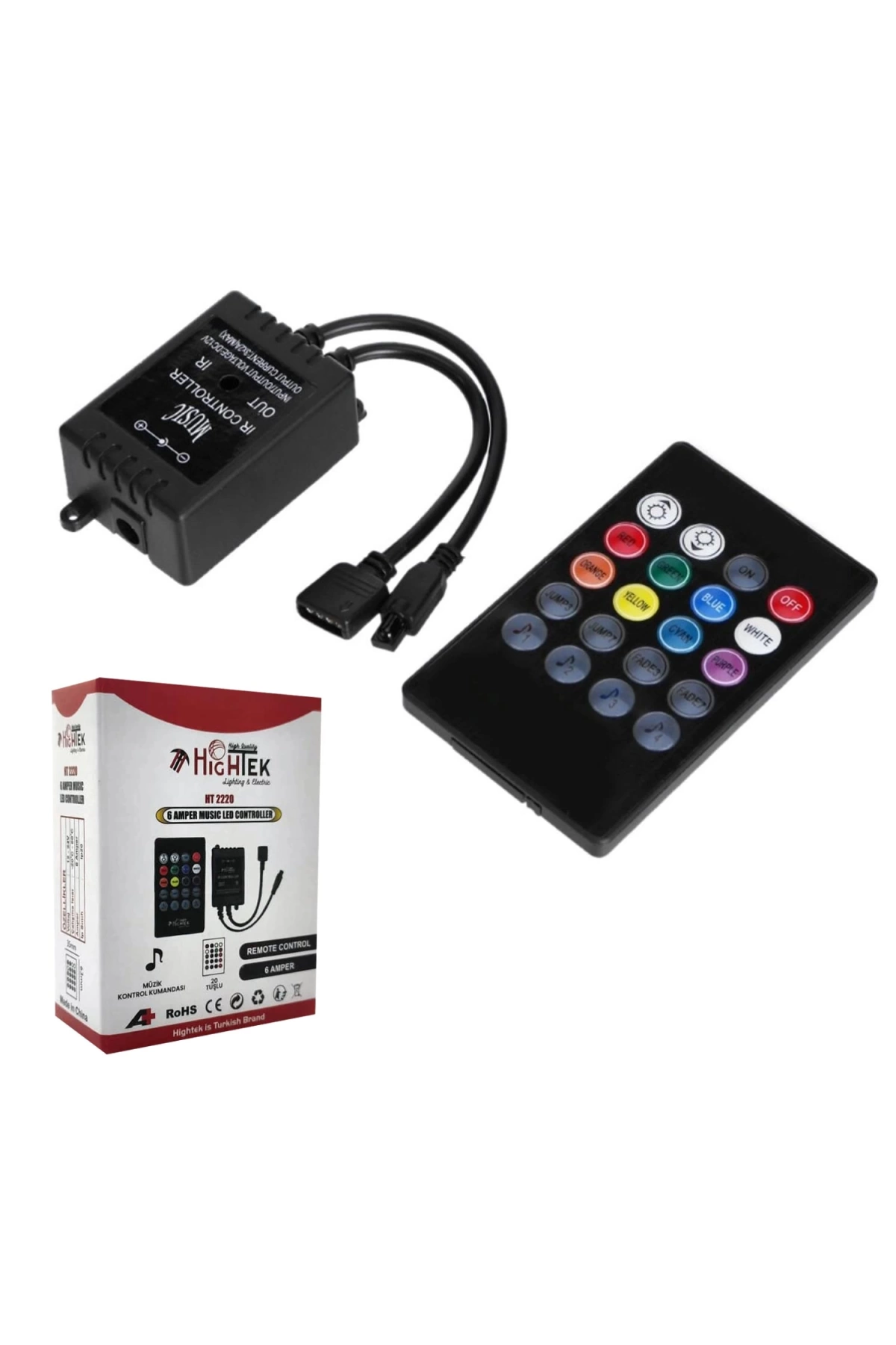 Rgb Kontrol Kumandası Müzik Kontrollü 6a 20 Tuşlu Hıghtek Ht-2220