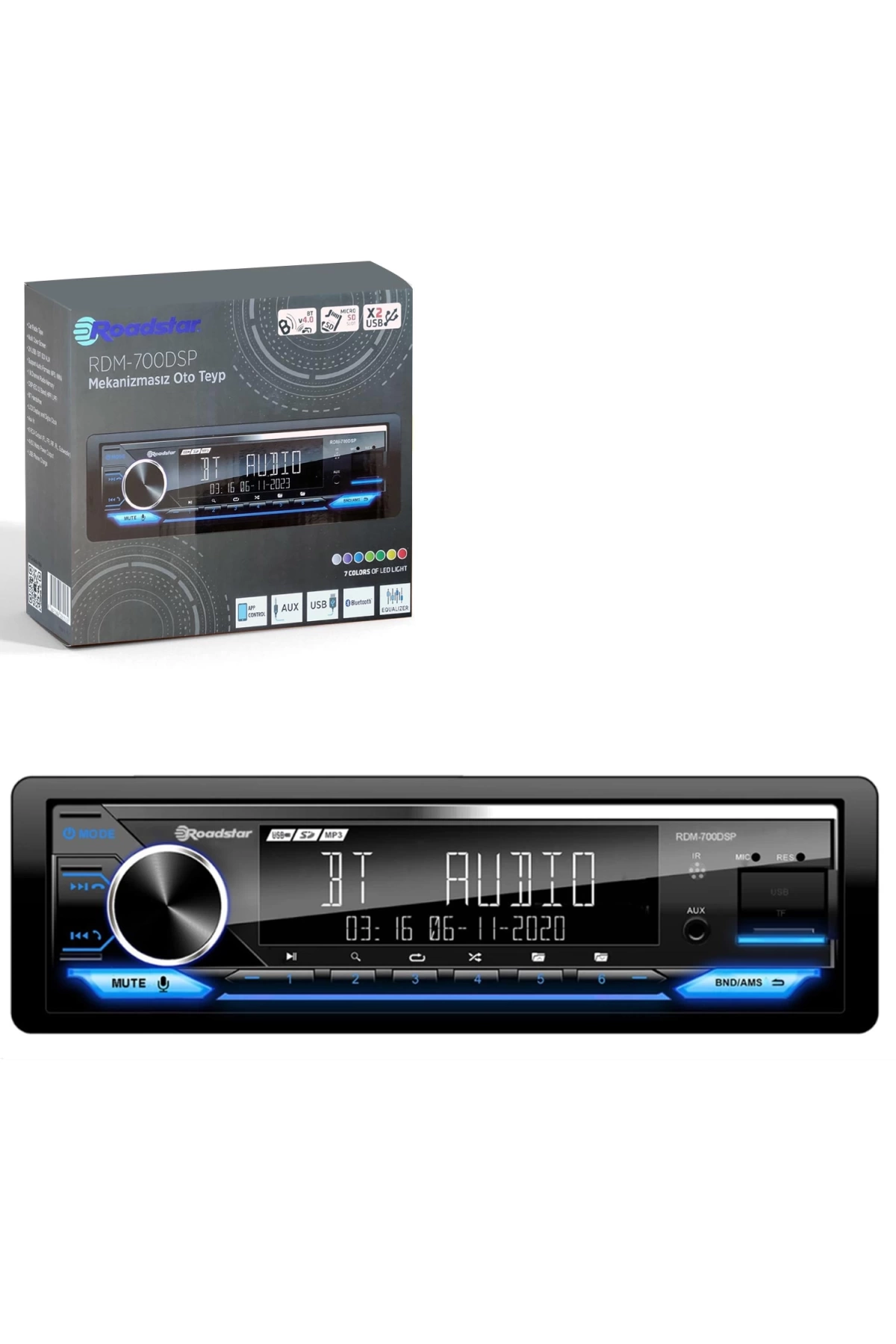 Roadstar Rdm-700dsp Oto Teyp 4x50 Watt Bluetooth Mobil Aplikasyon 2xusb Sd Fm Aux