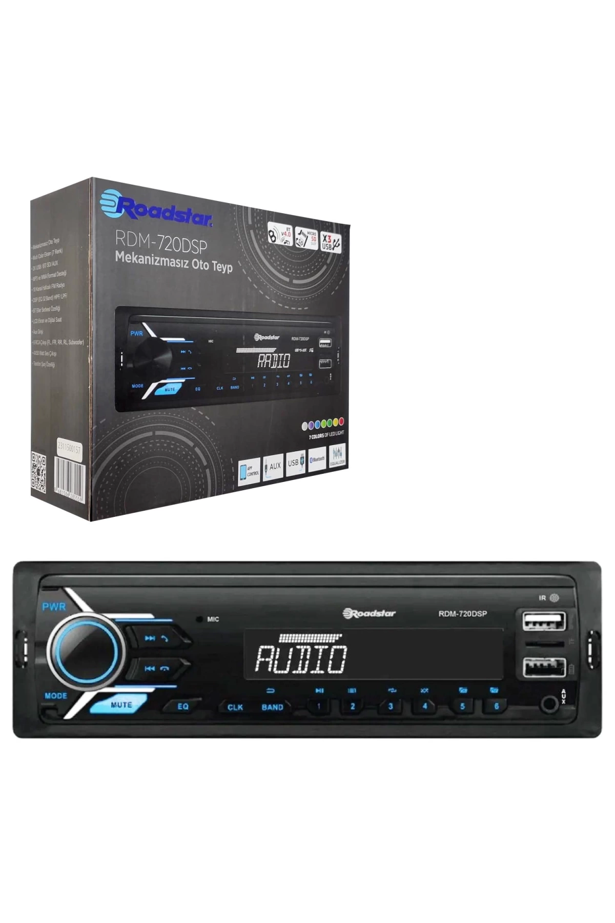 Roadstar Rdm-720dsp Oto Teyp 4x50 Watt Bluetooth Mobil Aplikasyon 3xusb Sd Fm Aux