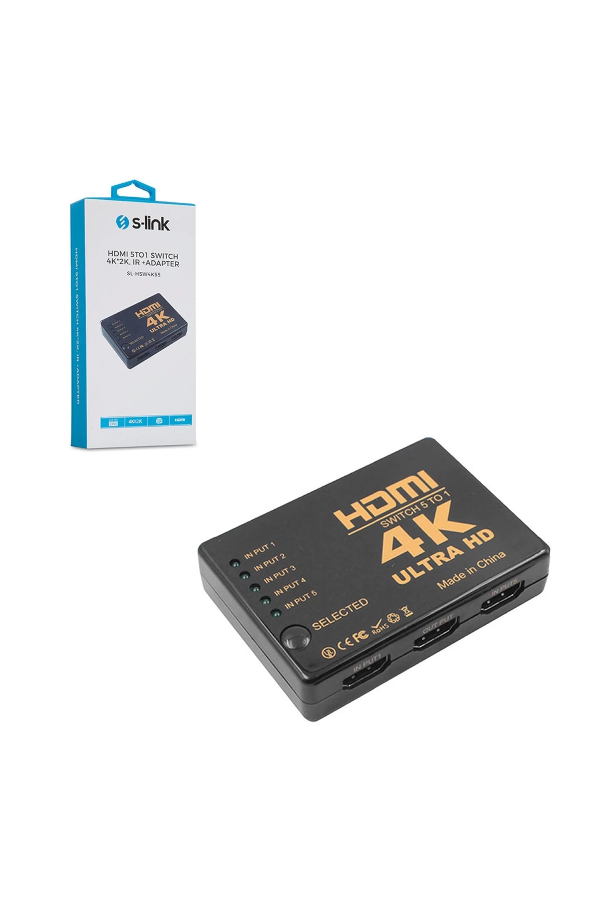 S-Link Sl-Hsw4K55 Hdmi Switch 5 Giriş 1 Çıkış