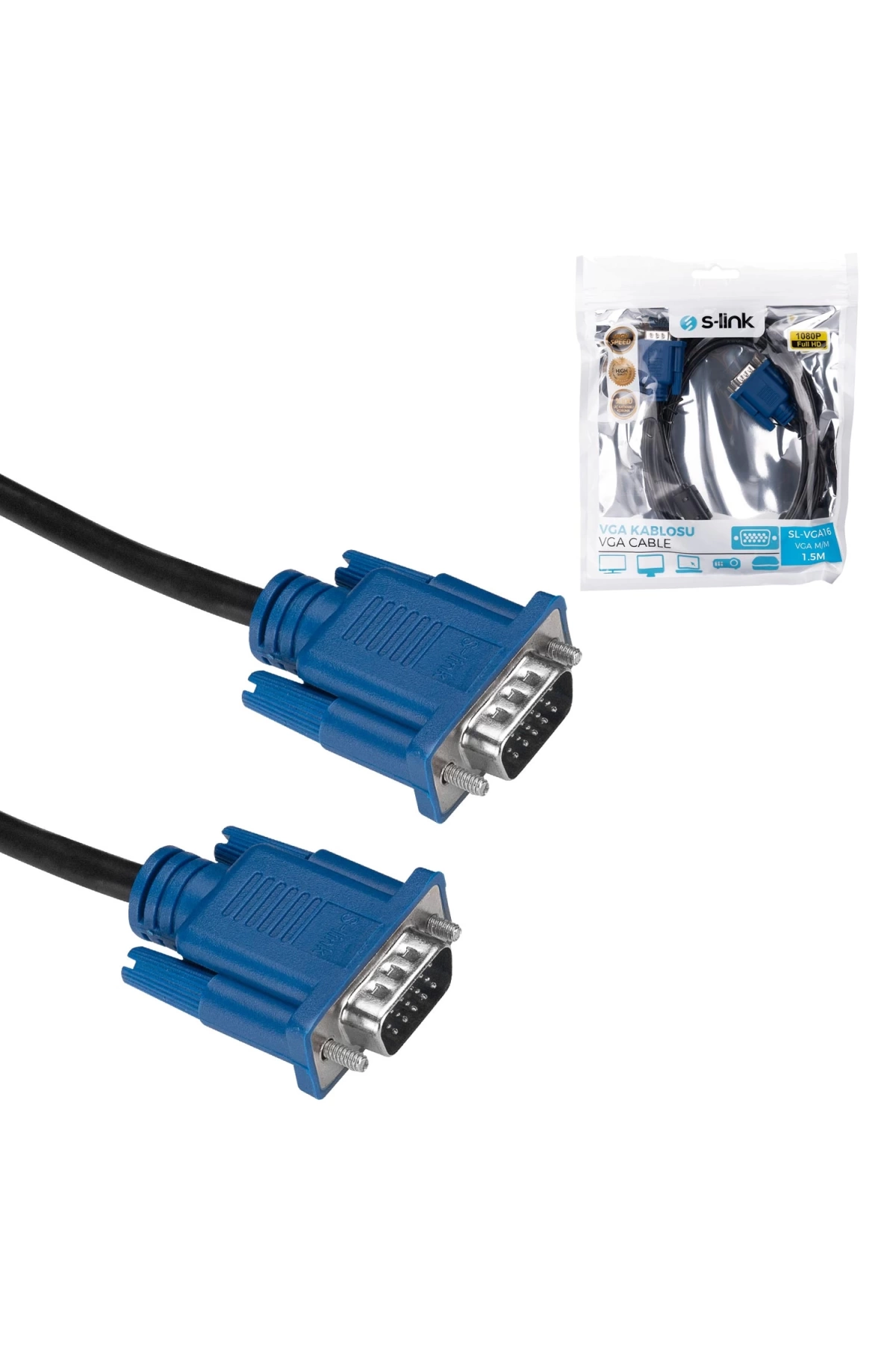 S-link Sl-vga16 Vga Kablo 15 Pin Erkek Filtreli 1.5 Metre