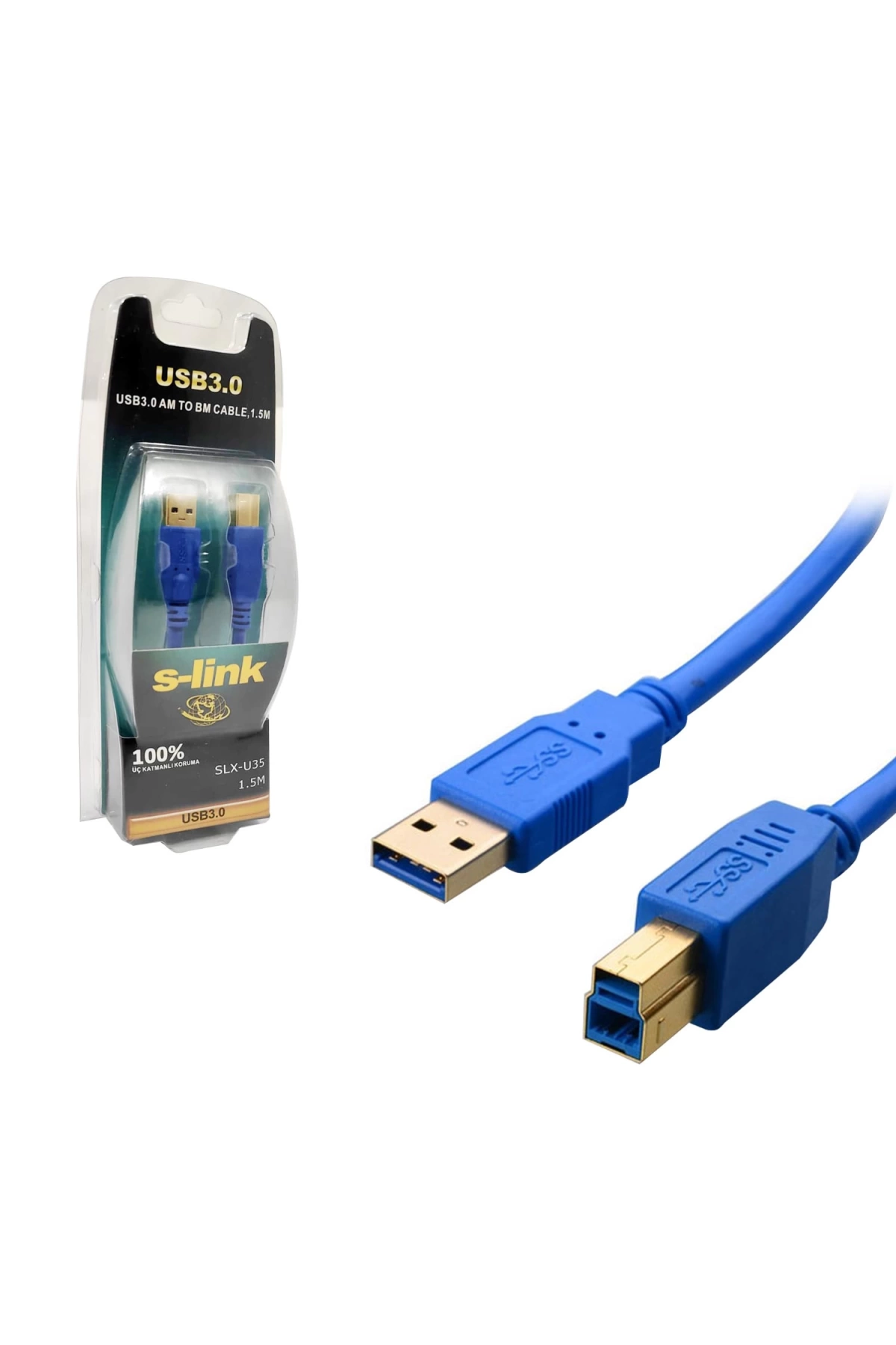 S-Link Slx-U35 Yazıcı Kablosu Usb 3.0 Gold 1.5 Metre