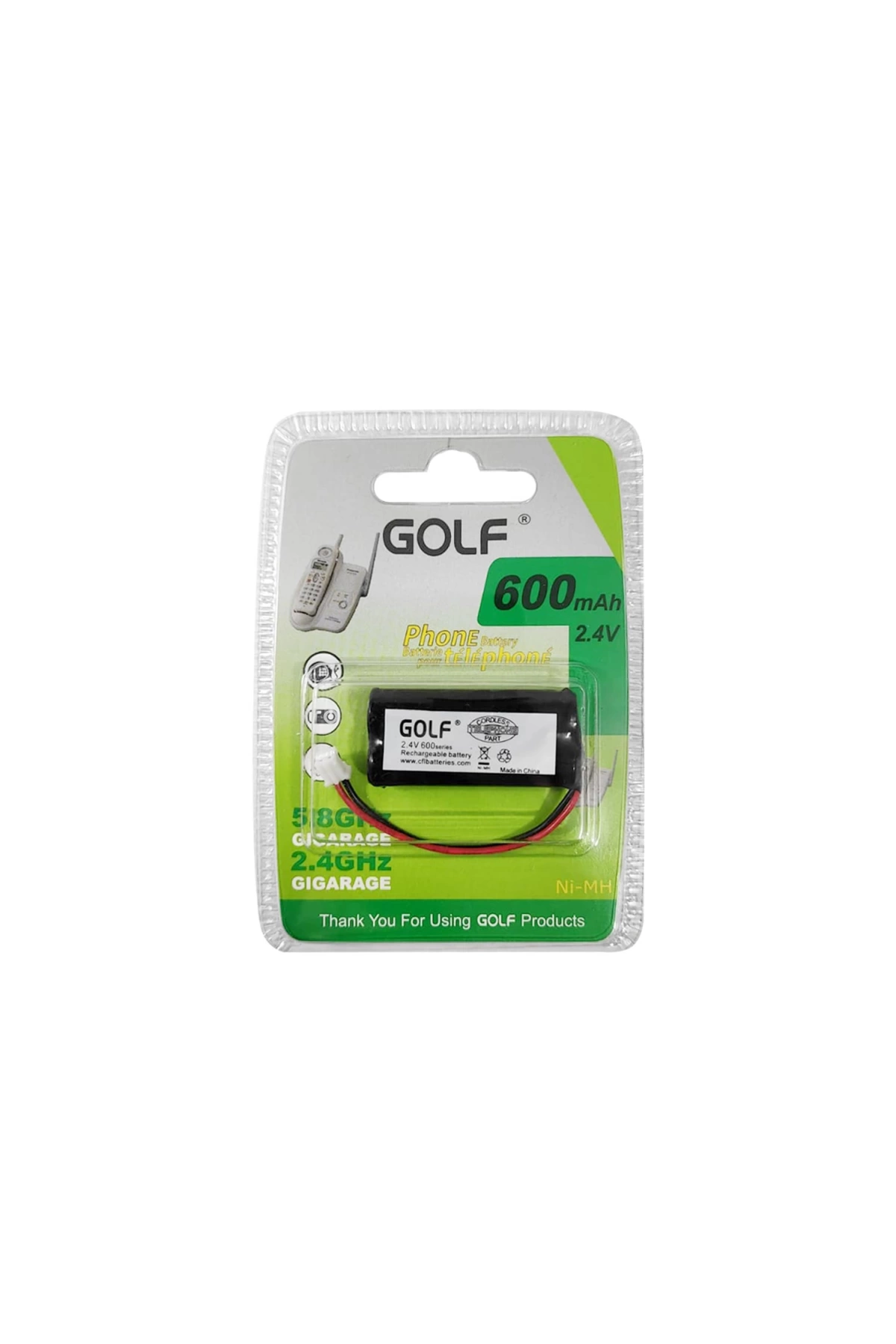 Golf Şarjlı Telsiz Telefon Pili 2.4 Volt 600 Mah Ni-mh