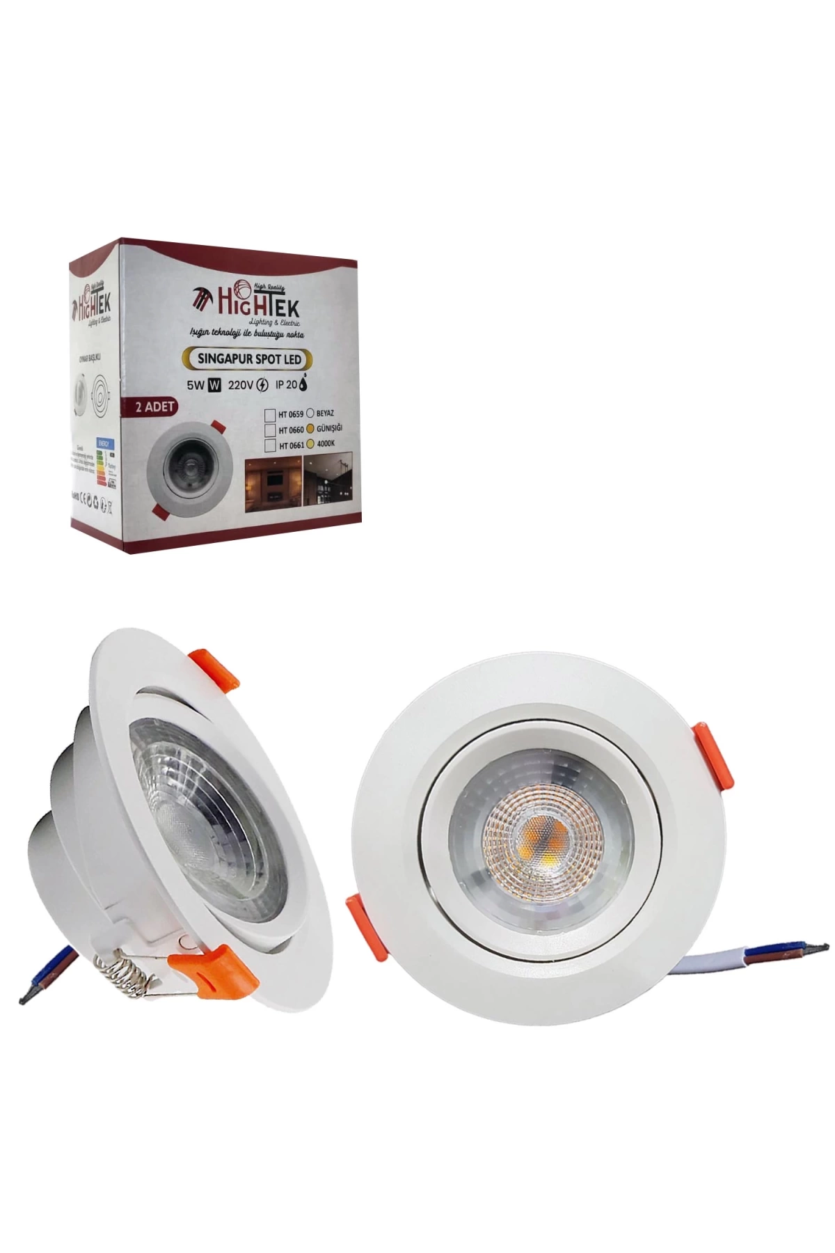 Spot Led Beyaz 5w 9cm 2 Adet Hıghtek Ht-0659