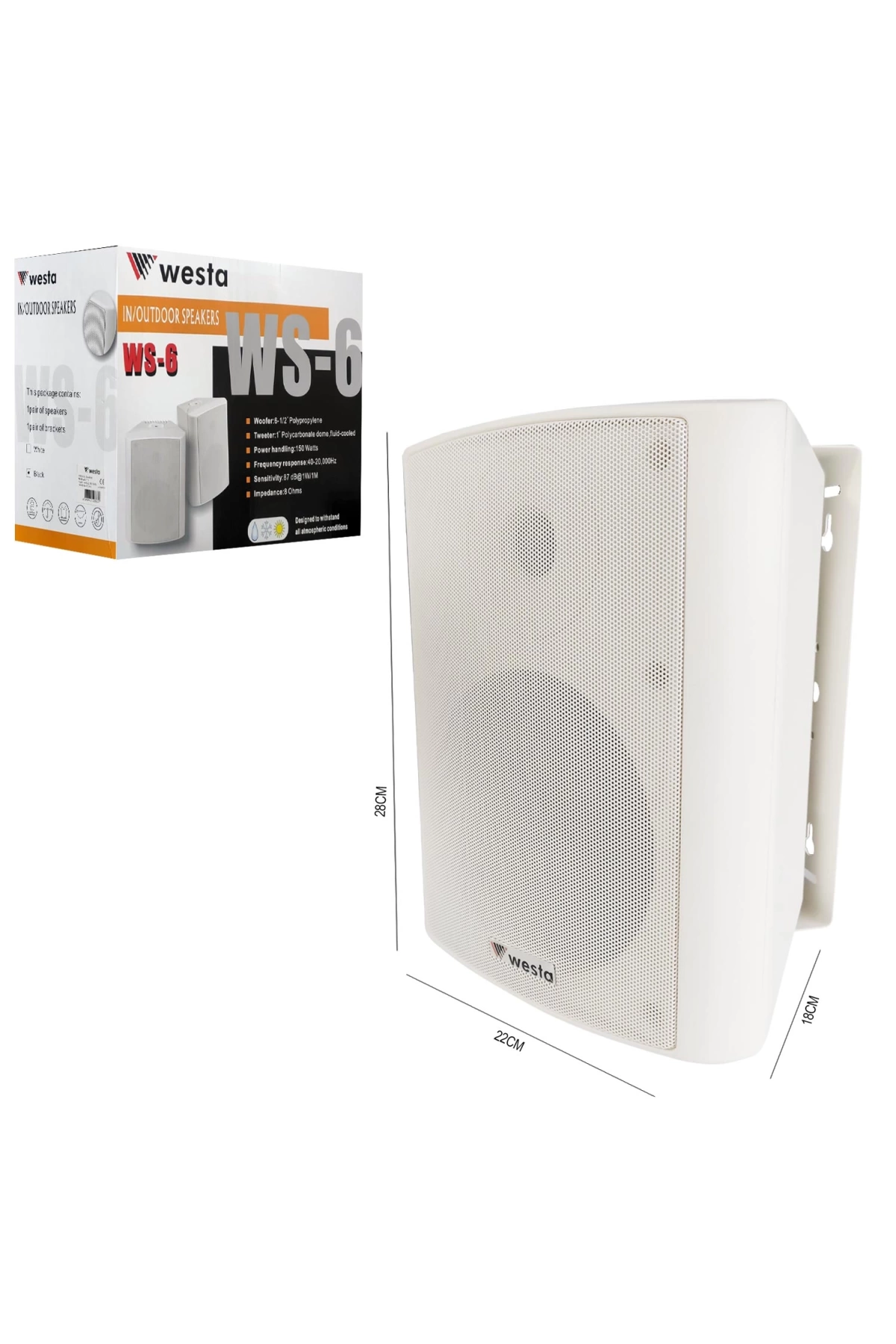 Westa Ws-6tw Sütun Hoparlör 15cm 150 Watt Trafolu Beyaz 2 Adet