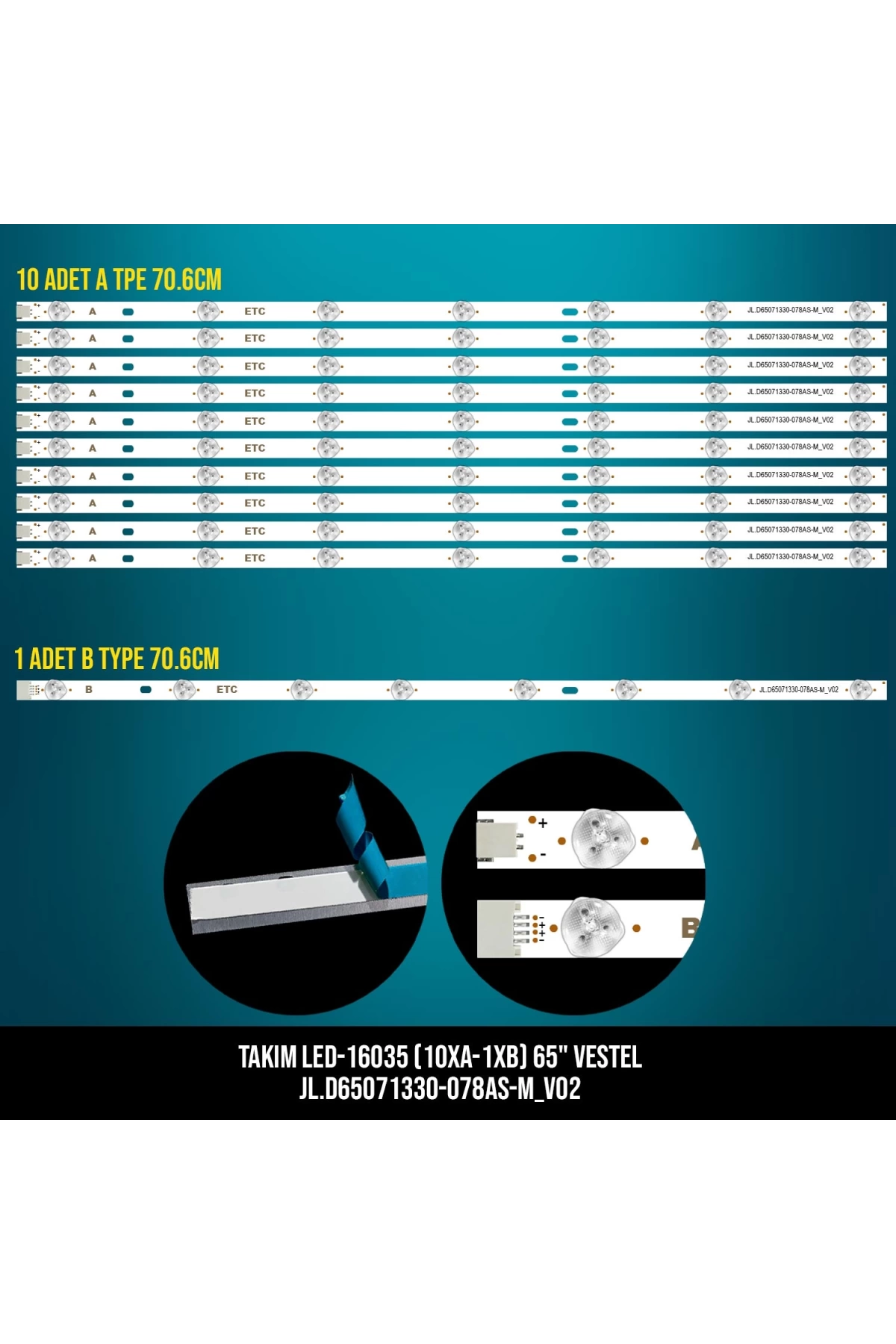 Takım Led-135 (10xa-1xb) 65 Vestel Jl D65071330-078as-m-v02 Etc