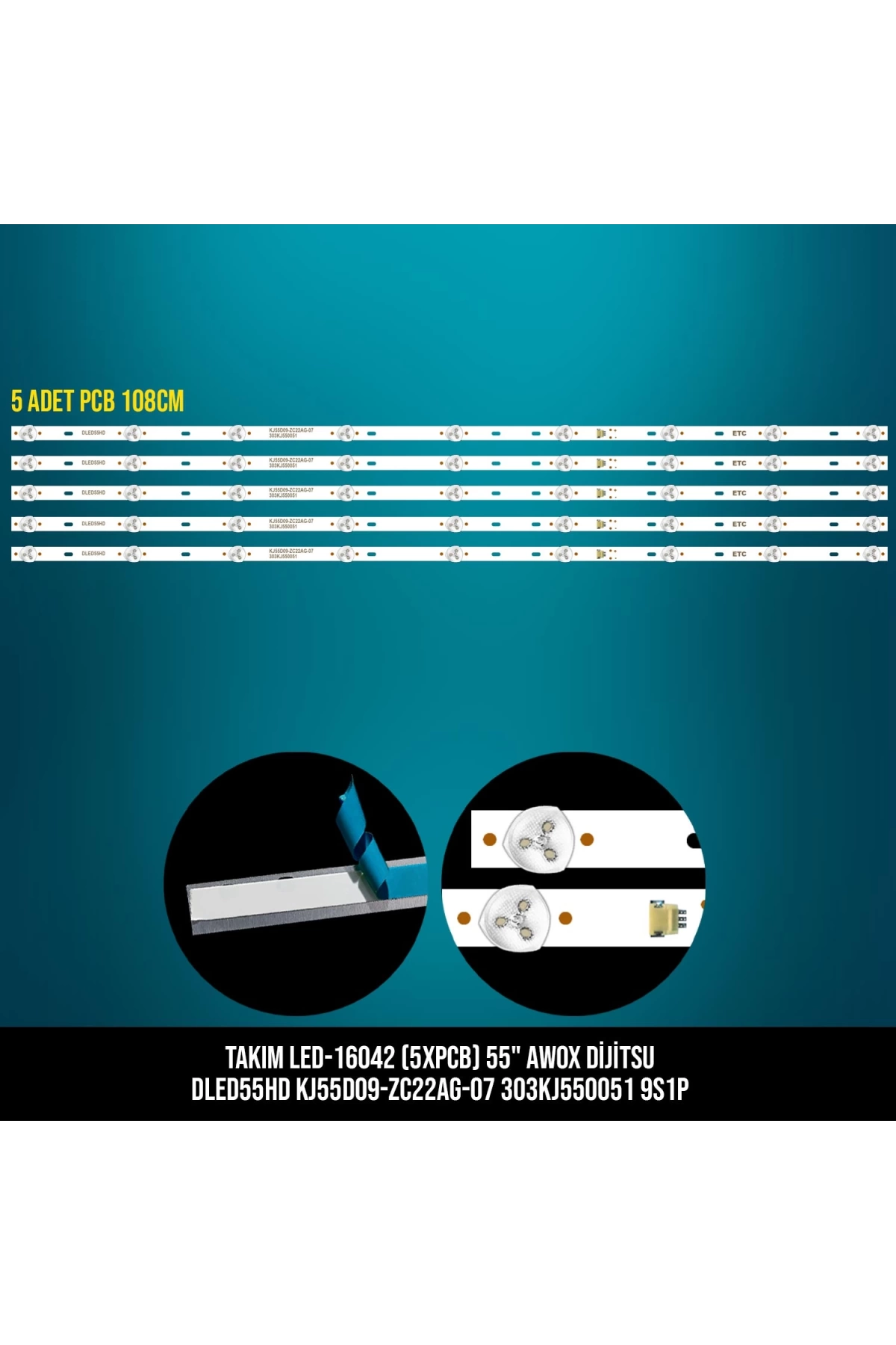 Takım Led-142 (5xpcb) 55 Awox Dijitsu Dled55hd Kj55d09-zc22ag-07 303kj550051 9s1p Etc