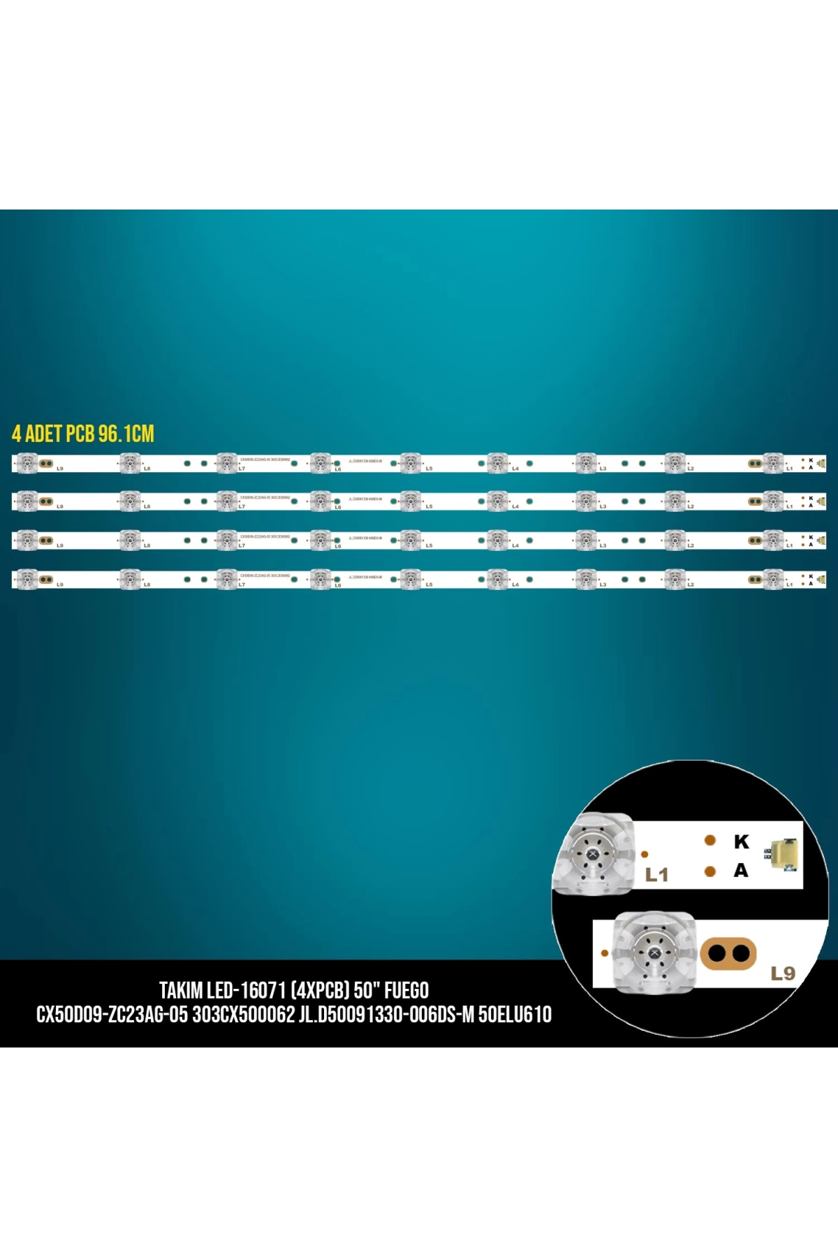 Takım Led-171 (4xpcb) 50 Fuego Cx50d09-zc23ag-05 303cx500062 Jl.d50091330-006ds-m 50elu610 Etc