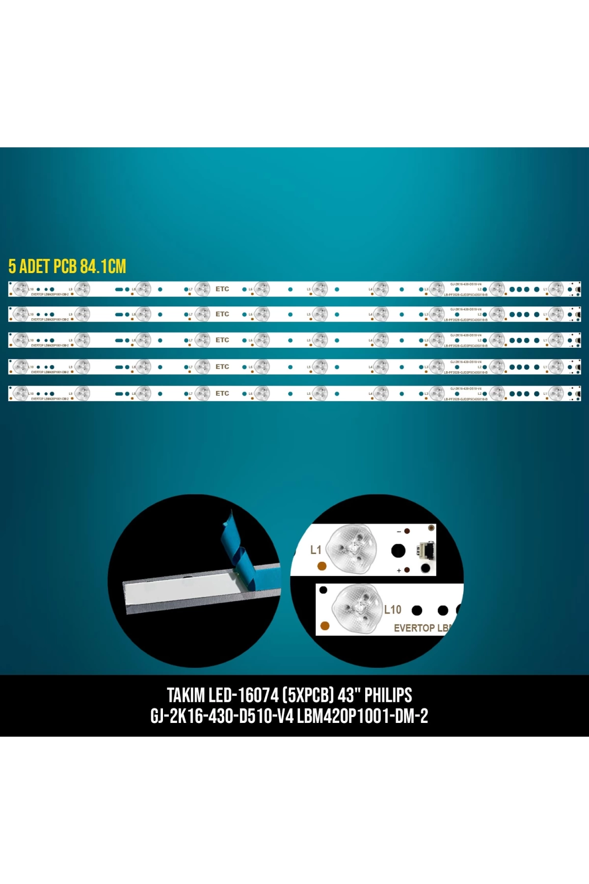 Mbled (5xpcb) 43 İnç Philips Gj-2k16-430-d510-v4 Lbm420p1001-dm-2