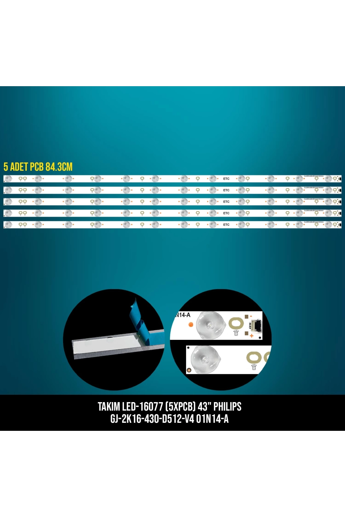 Mbled (5xpcb) 43 İnç Philips Gj-2k16-430-d512-v4 01n14-a Lb43014 V0-00 Sx-11800829a0-1c562-0-a-64c-0060