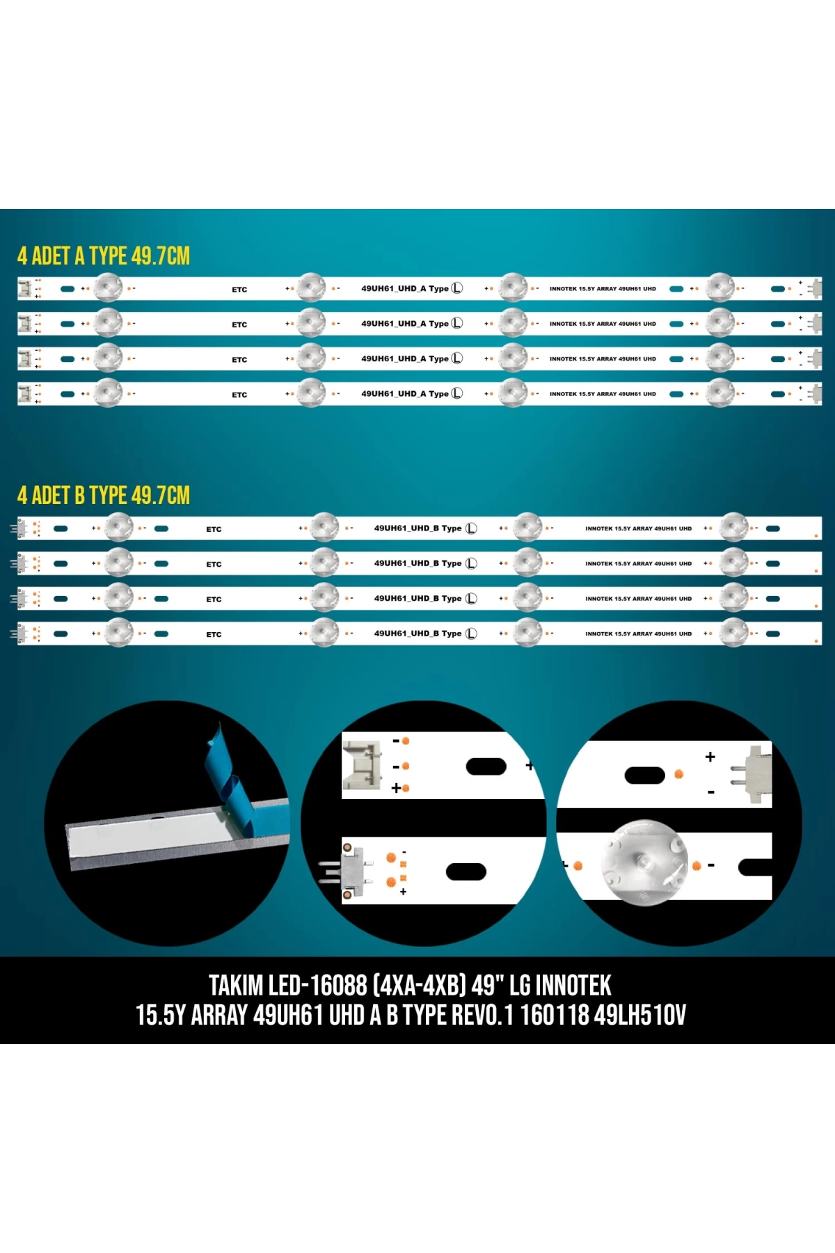 Takım Led-188 (4xa-4xb) 49 Lg Innotek 15.5y Array 49uh61 Uhd A B Type Rev0.1 49lh510v Etc