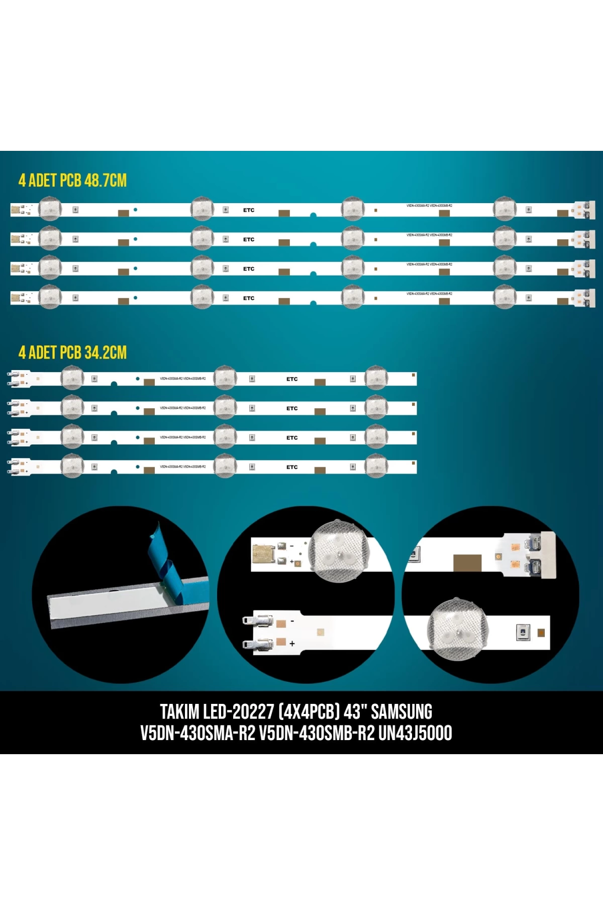 Takım Led-227 (4x4pcb) 43 Samsung V5dn-430sma-r2 V5dn-430smb-r2 Un43j5000 Etc