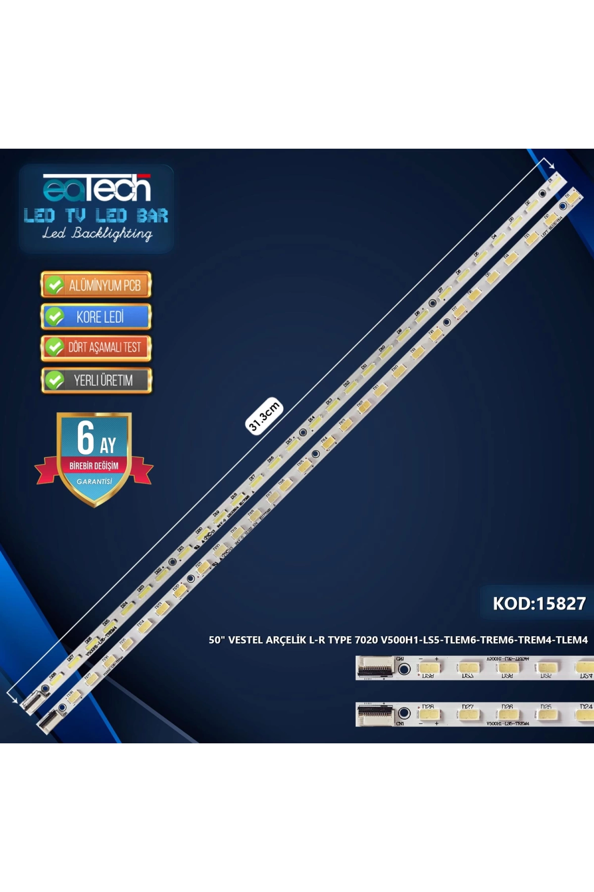 Takım Led-27 (1x501-1x502) 50 Vestel Arçelik L-r Type 7020 V500h1 Ls5 Tlem6 Trem6 Trem4 Tlem4