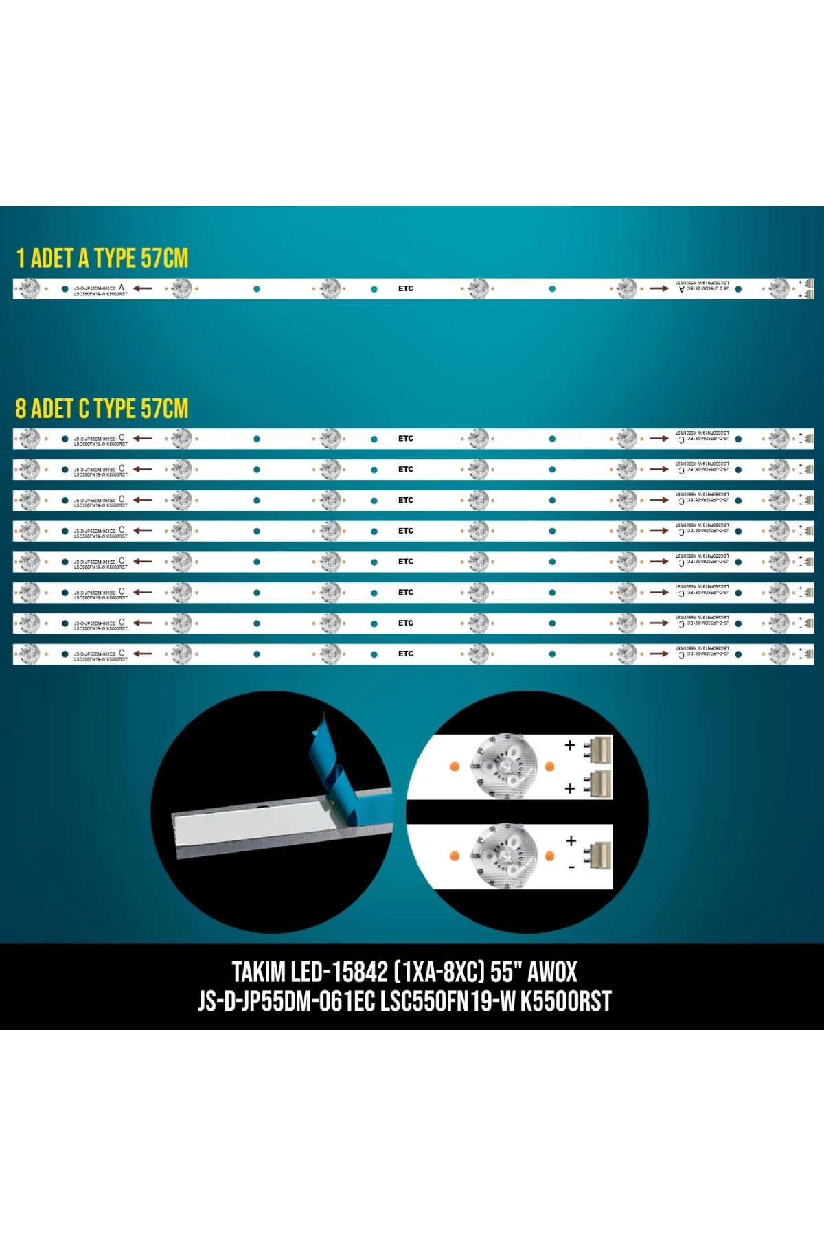 Takım Led-42 (1xa-8xc) 55 Awox Js-d-jp55dm-061ec Lsc550fn19-w K5500rst Etc