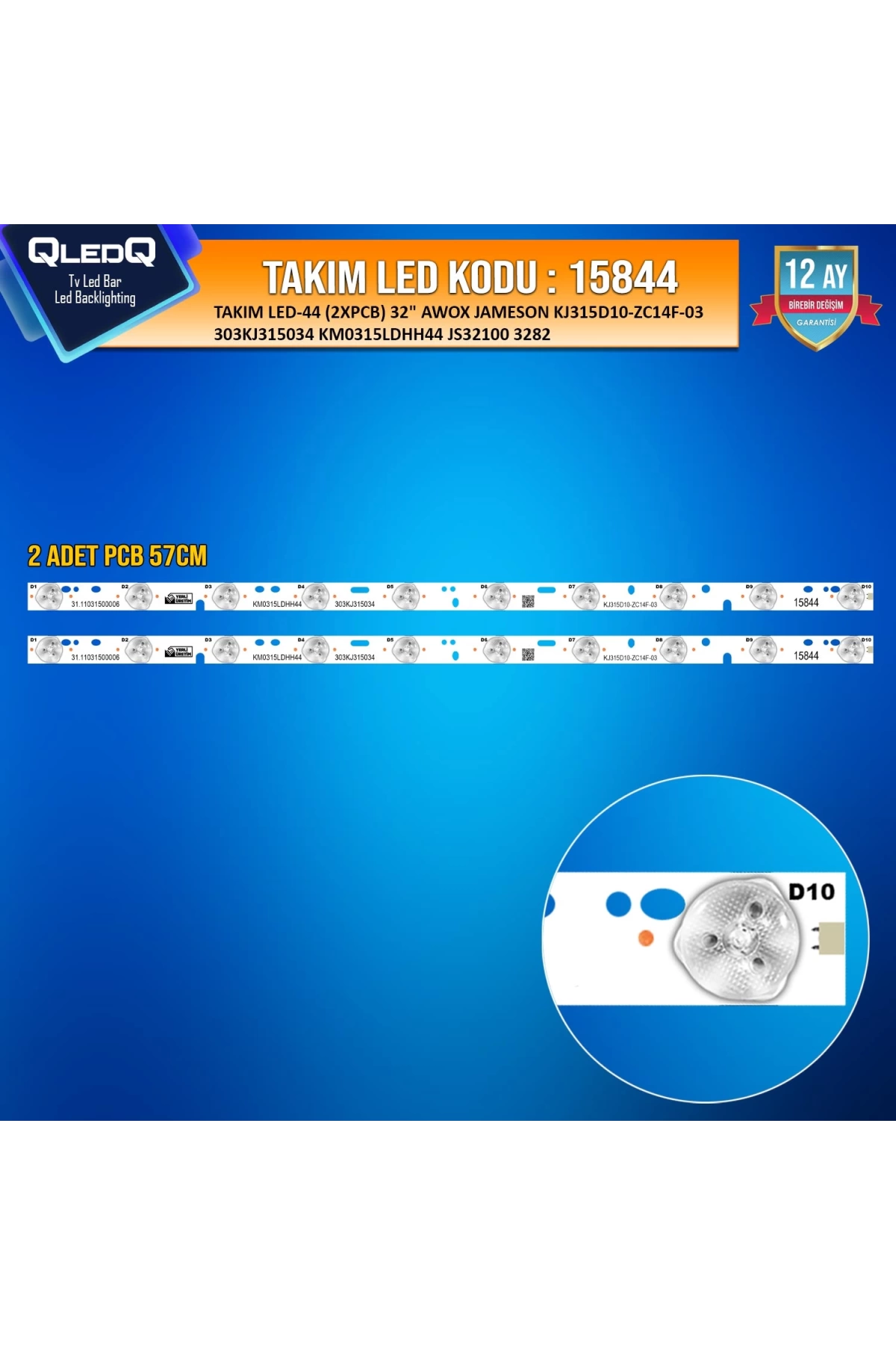 Takım Led-44 (2xpcb) 32 Awox Jameson Kj315d10-zc14f-03 303kj315034 Km0315ldhh44 Js32100 3282