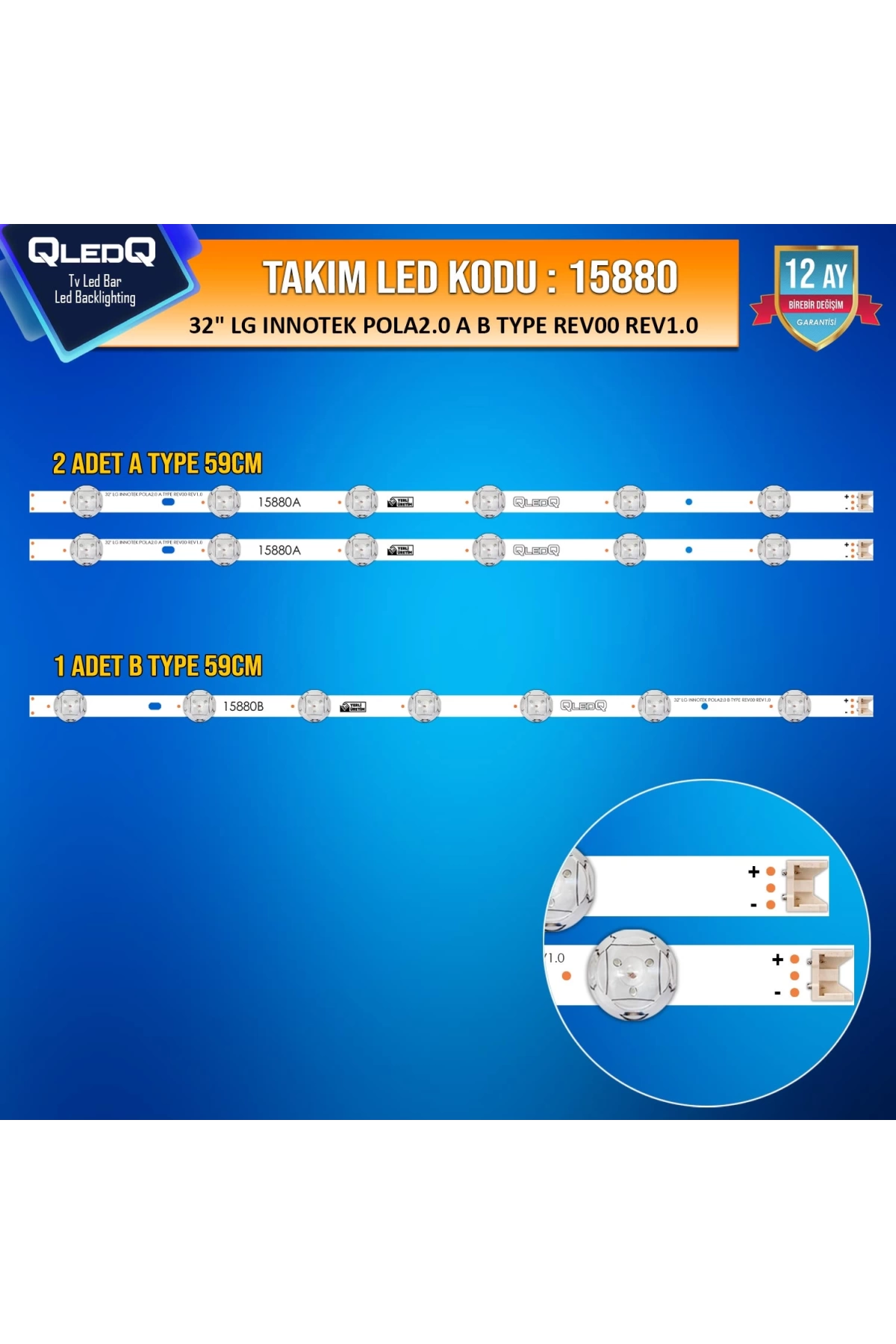 Takım Led-80 (2xa-1xb) 32 Lg Innotek Pola2.0 A B Type Rev00 Rev1.0