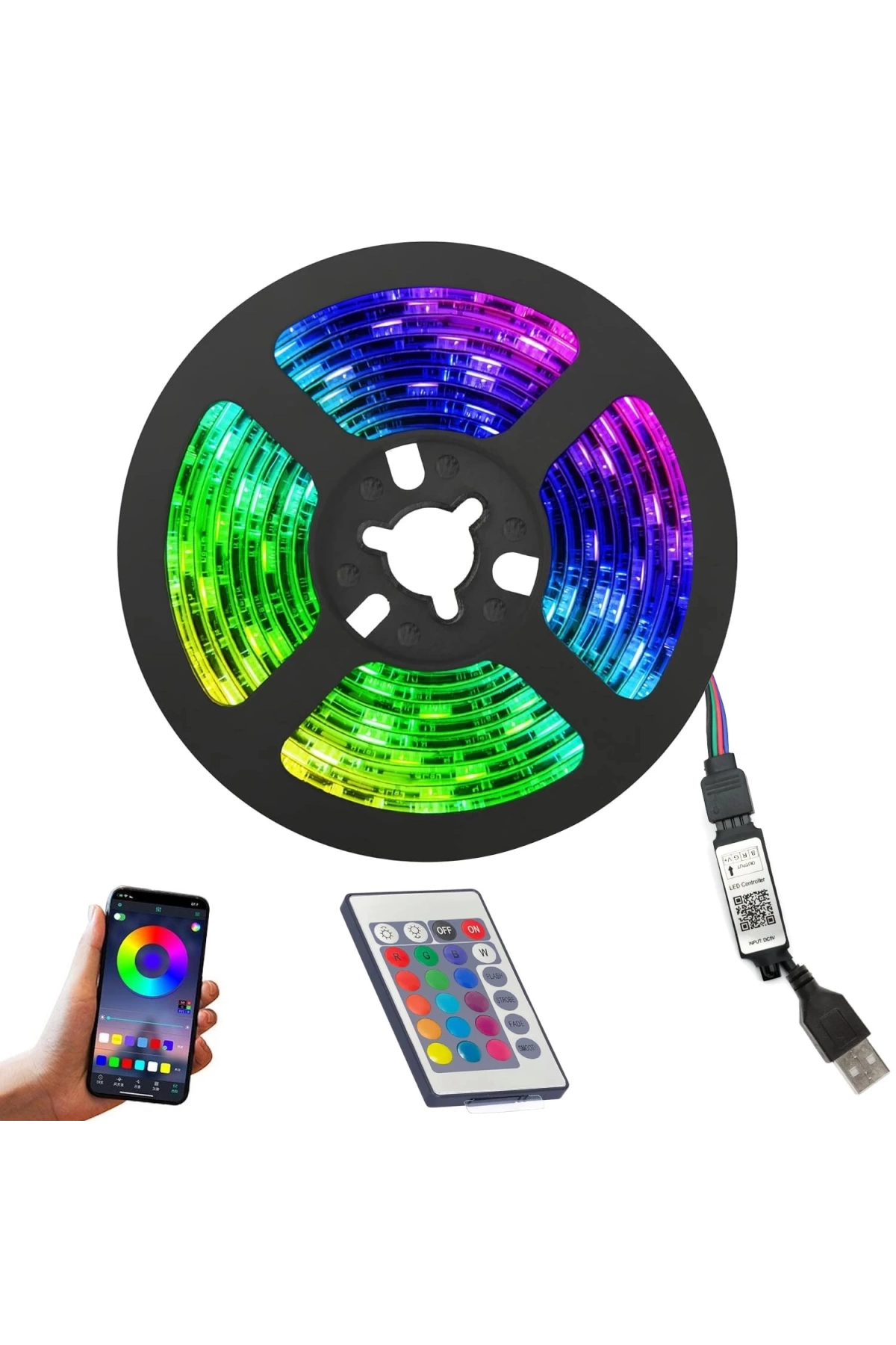 Televizyon Arkası Rgb Şerit Led Usb Kumandalı 3 Metre App Kontrol Hıghtek Ht-3261