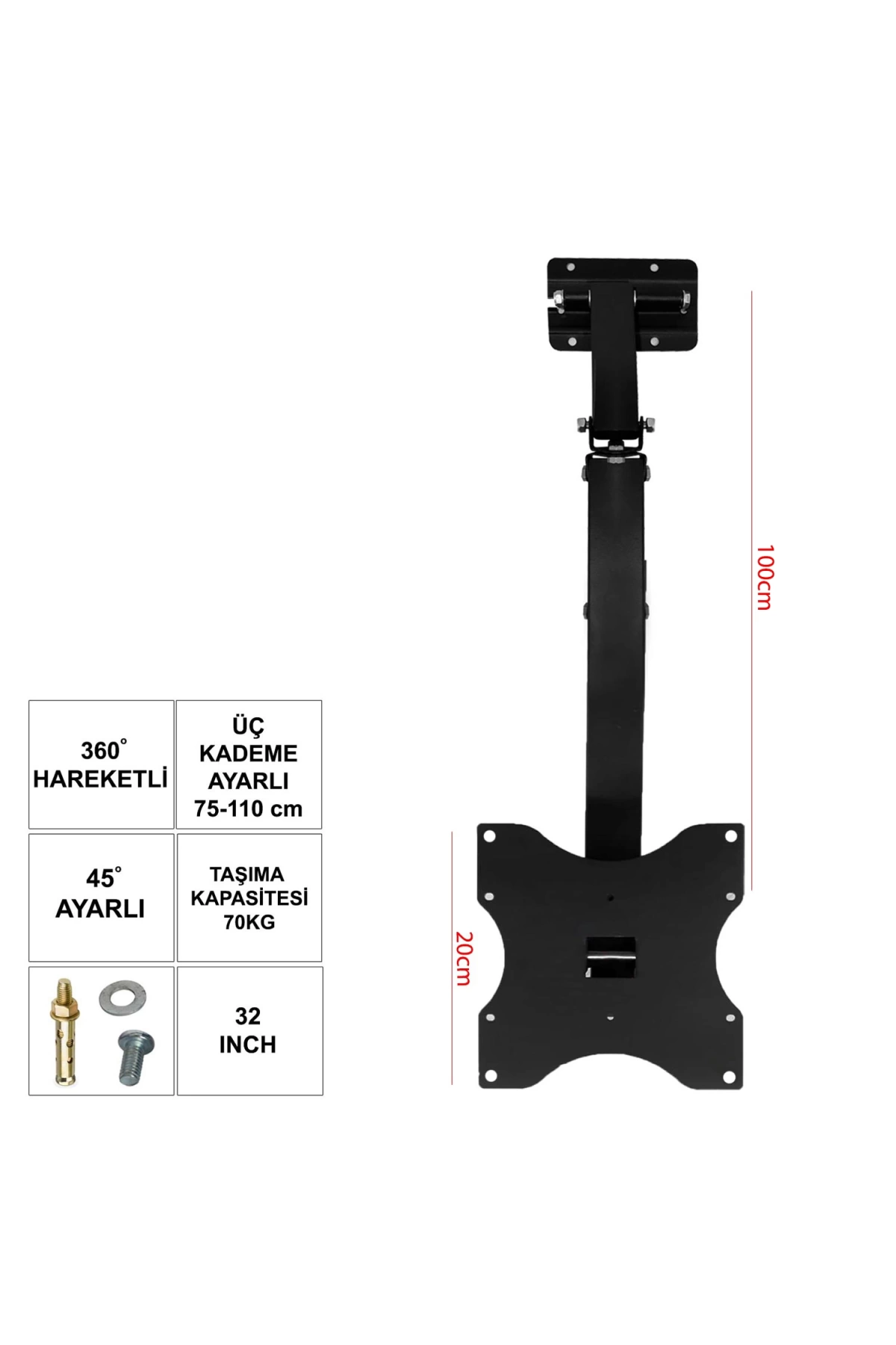 Ufix Lcd Askı Aparatı Tavan Hareketli 32-40 İnç 82-102Cm