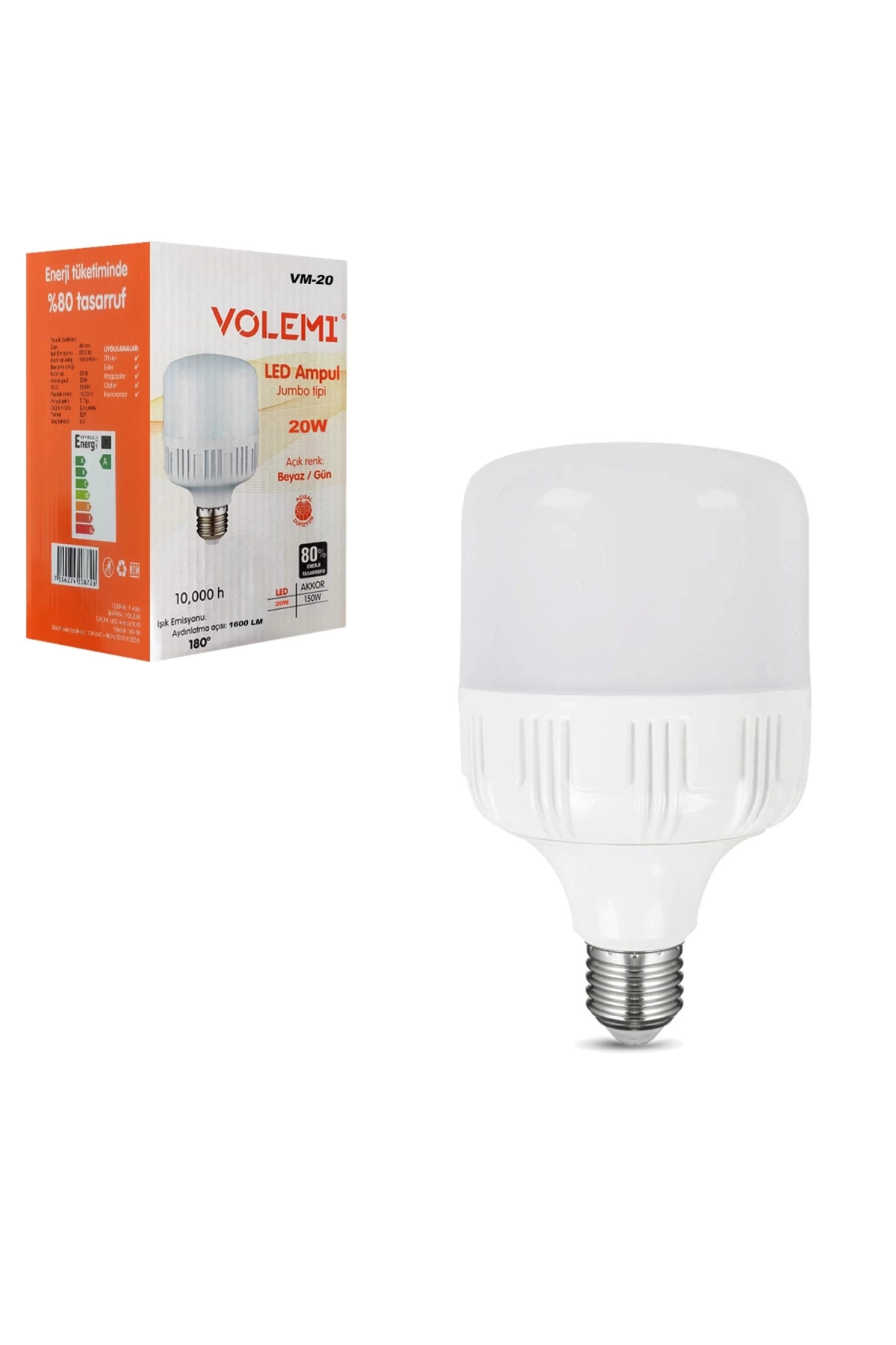 Volemı Vm-20 Tourch Led Ampul Beyaz 220v 20w 1600lm E27