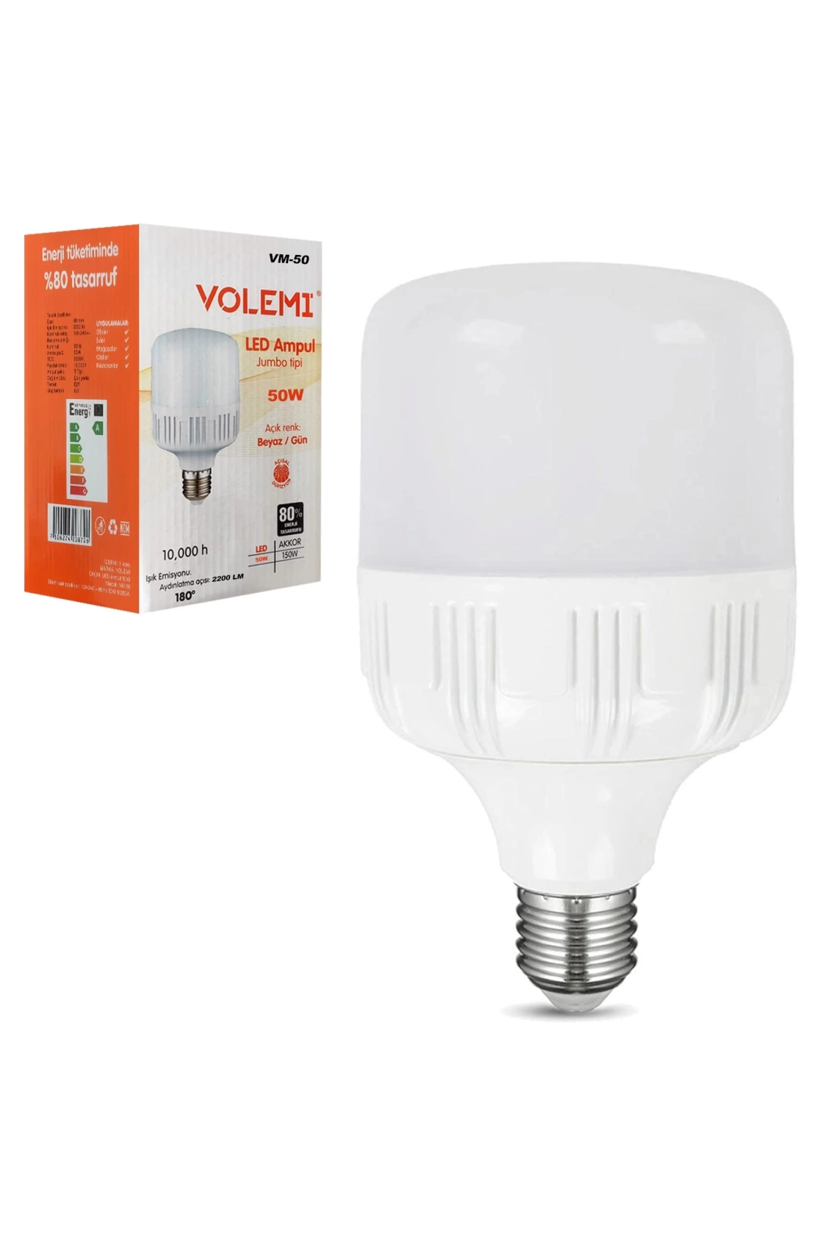 Volemı Vm-50 Tourch Led Ampul Beyaz 220v 50w 2200lm E27