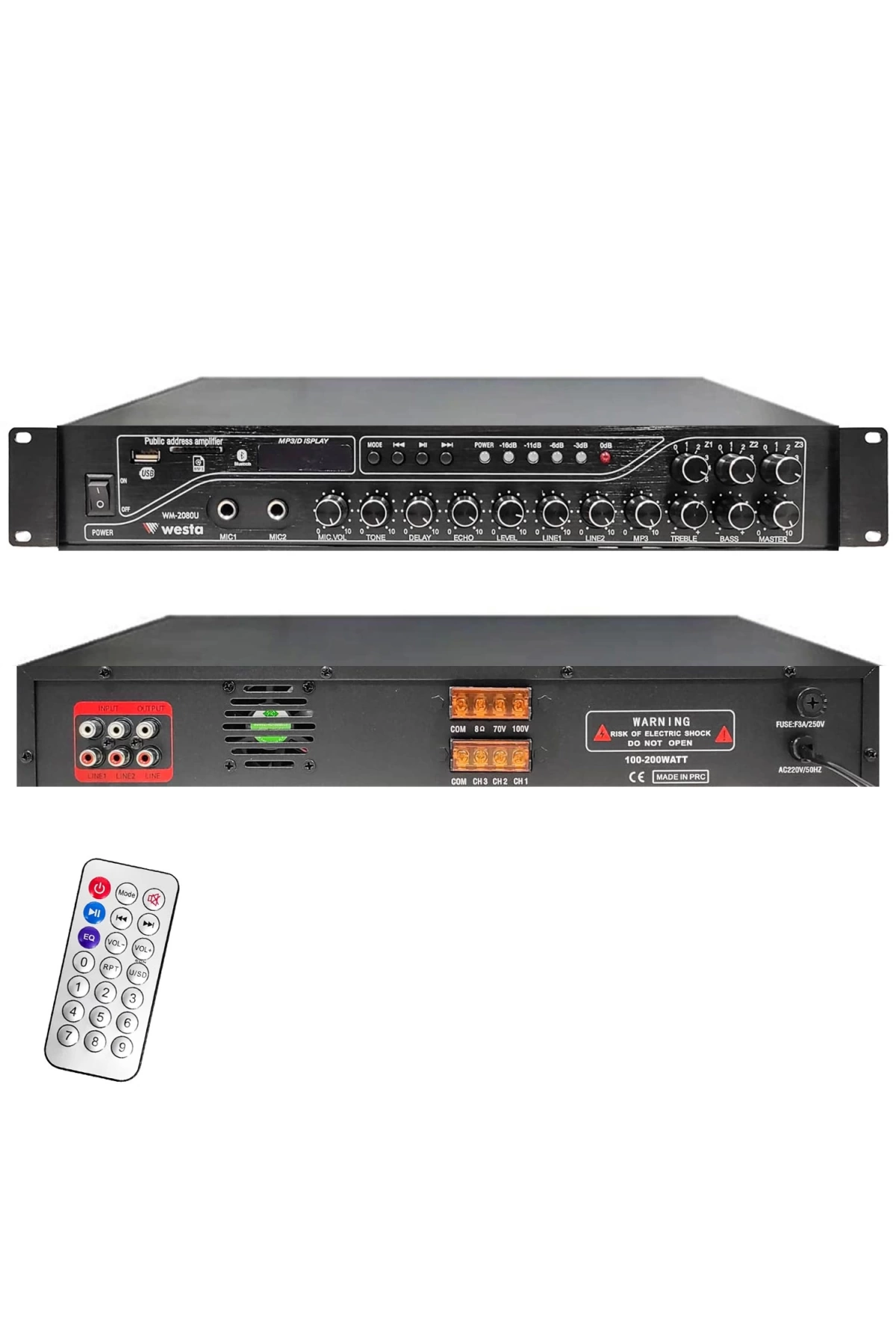 Westa Wm-2080u 3 Bölge Anfi Mixer 200 Watt Trafolu Bluetooth Usb Sd