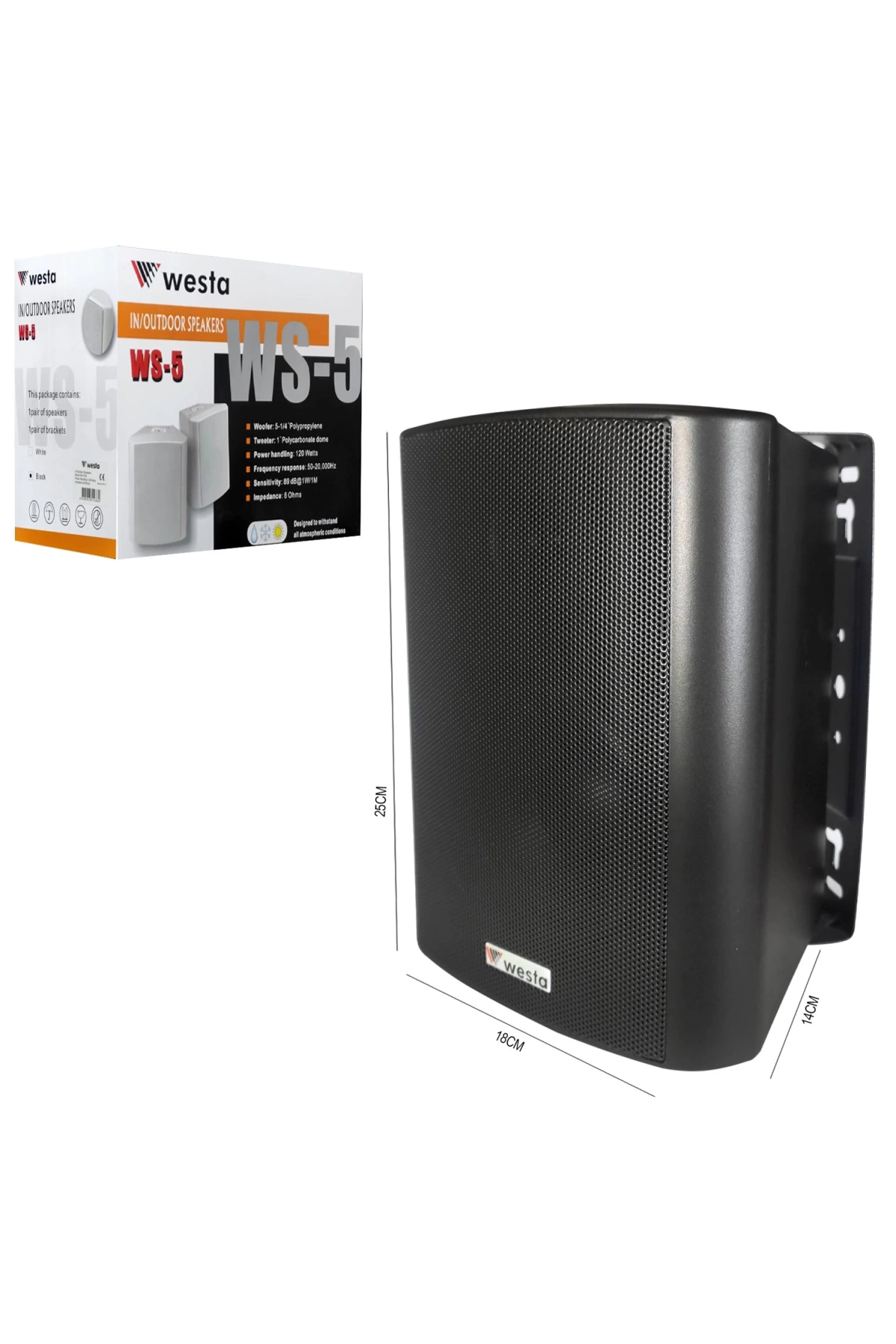 Westa Ws-5Tb Sütun Hoparlör 13Cm 120 Watt Trafolu Siyah 2 Adet