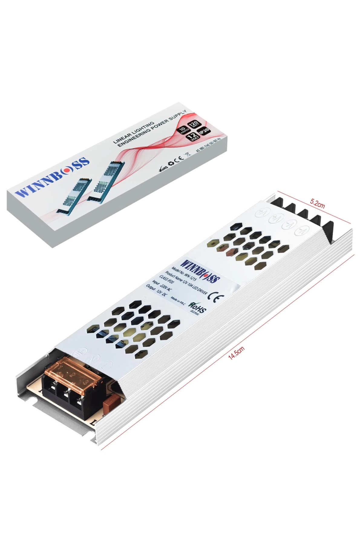 Winnboss Wn-1215 Metal Kasa Adaptör Slim 12 Volt 10 Amper